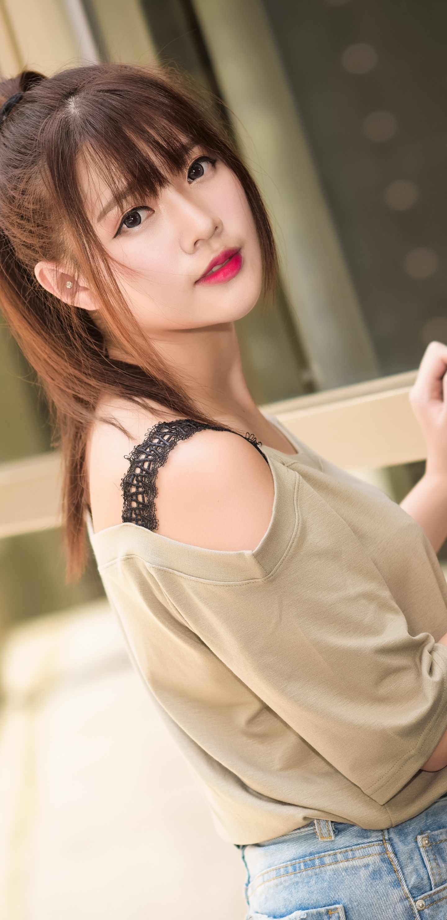 Women Model, Asian, Lipstick, Brunette, 1440x2960, Phone HD Wallpaper
