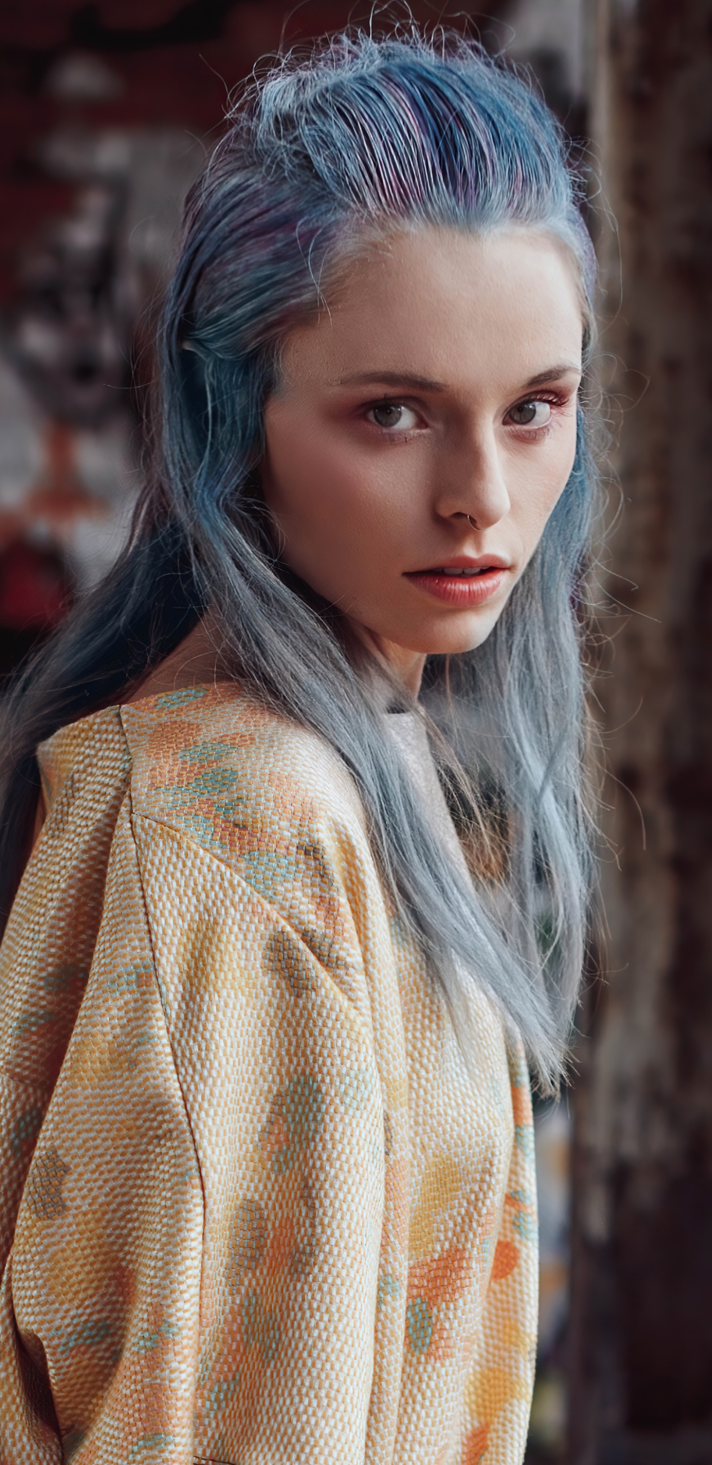 Women Model, Blue Hair, 1440x2960, Phone HD Wallpaper