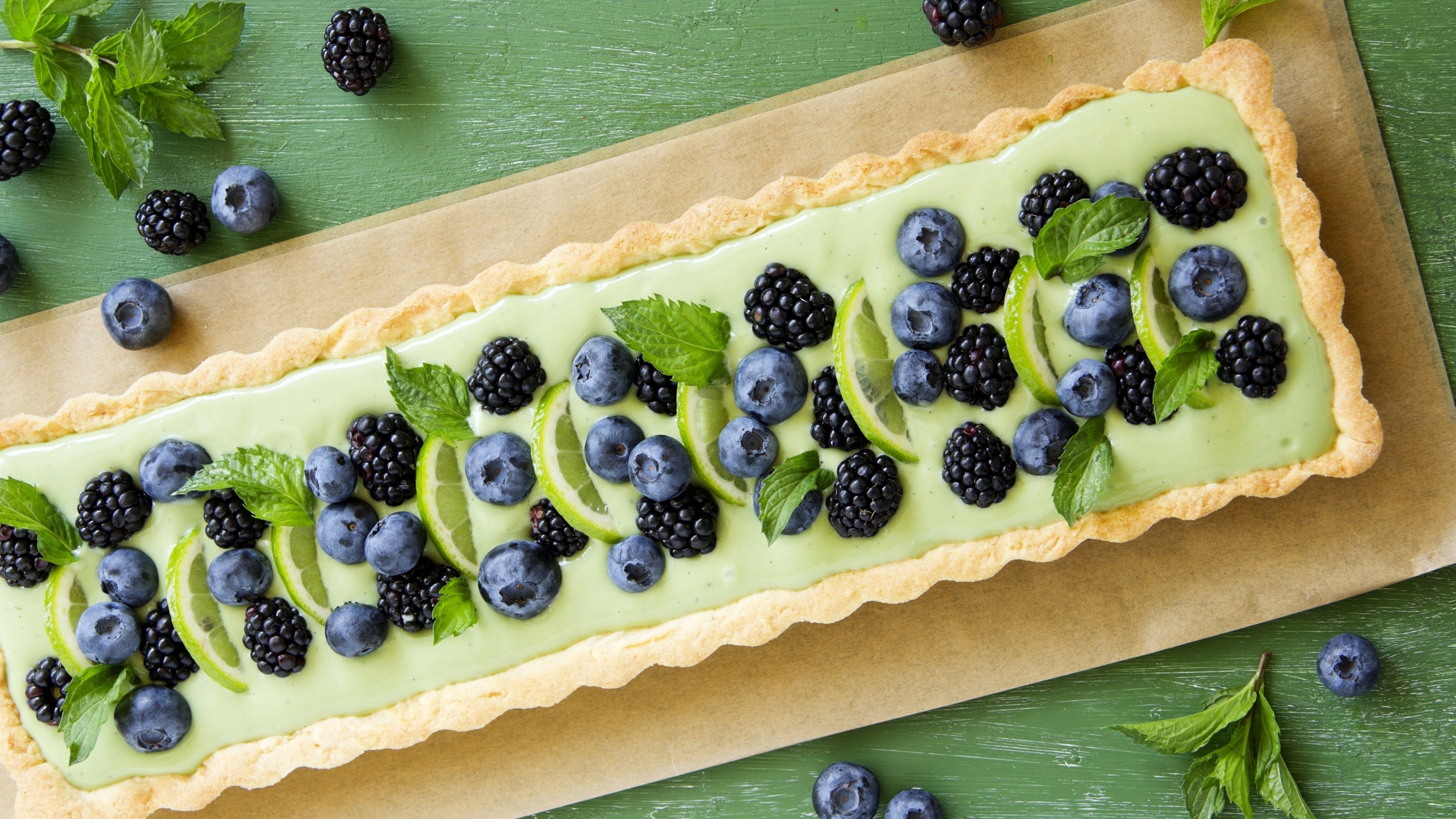 pie, blueberry, blackberry, mint, delicious, 4k, HD Wallpaper