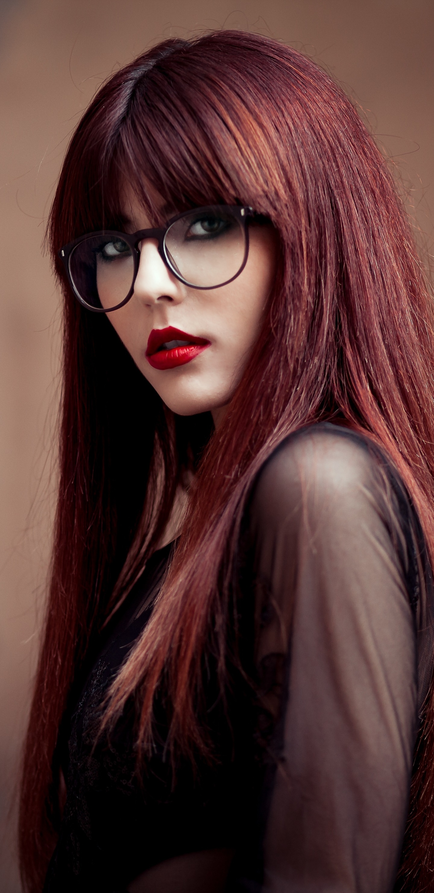 Women Model, Lipstick, Glasses, Redhead, 1440x2960, Phone HD Wallpaper