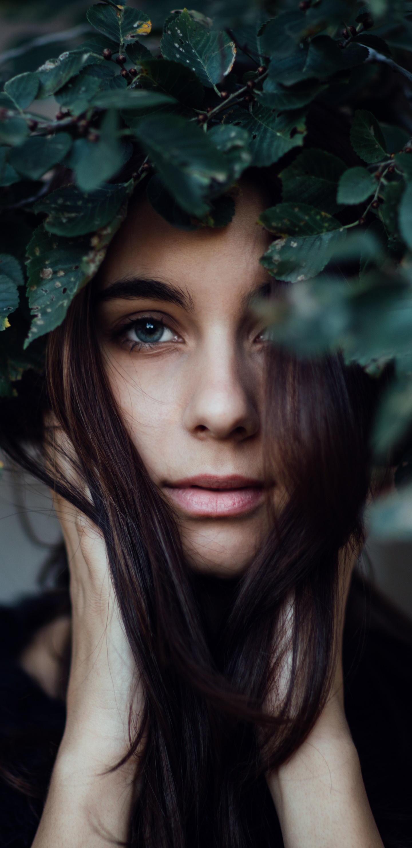 Women Model, Brunette, Face, Blue Eyes, 1440x2960, Phone HD Wallpaper