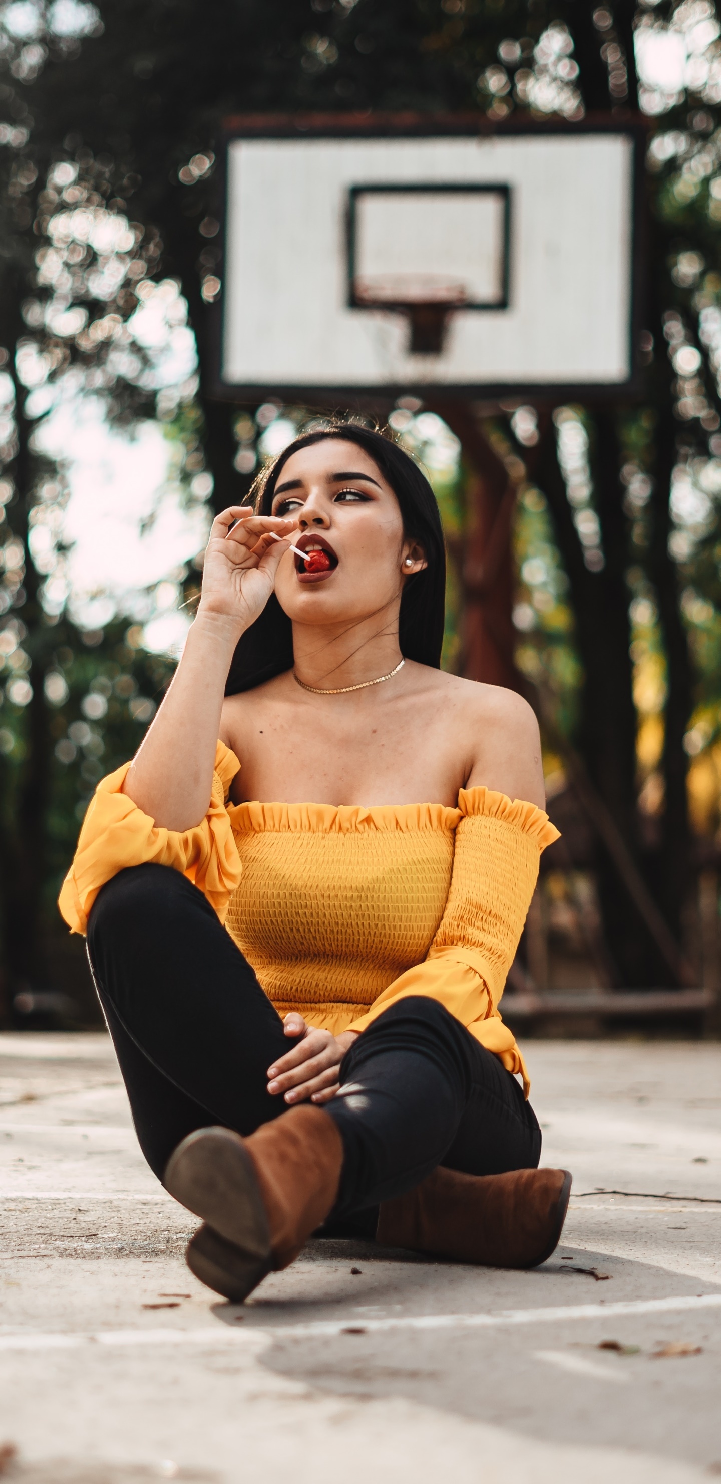 Women Model, Depth Of Field, Mood, Black Hair, Lipstick, 1440x2960, Phone HD Wallpaper