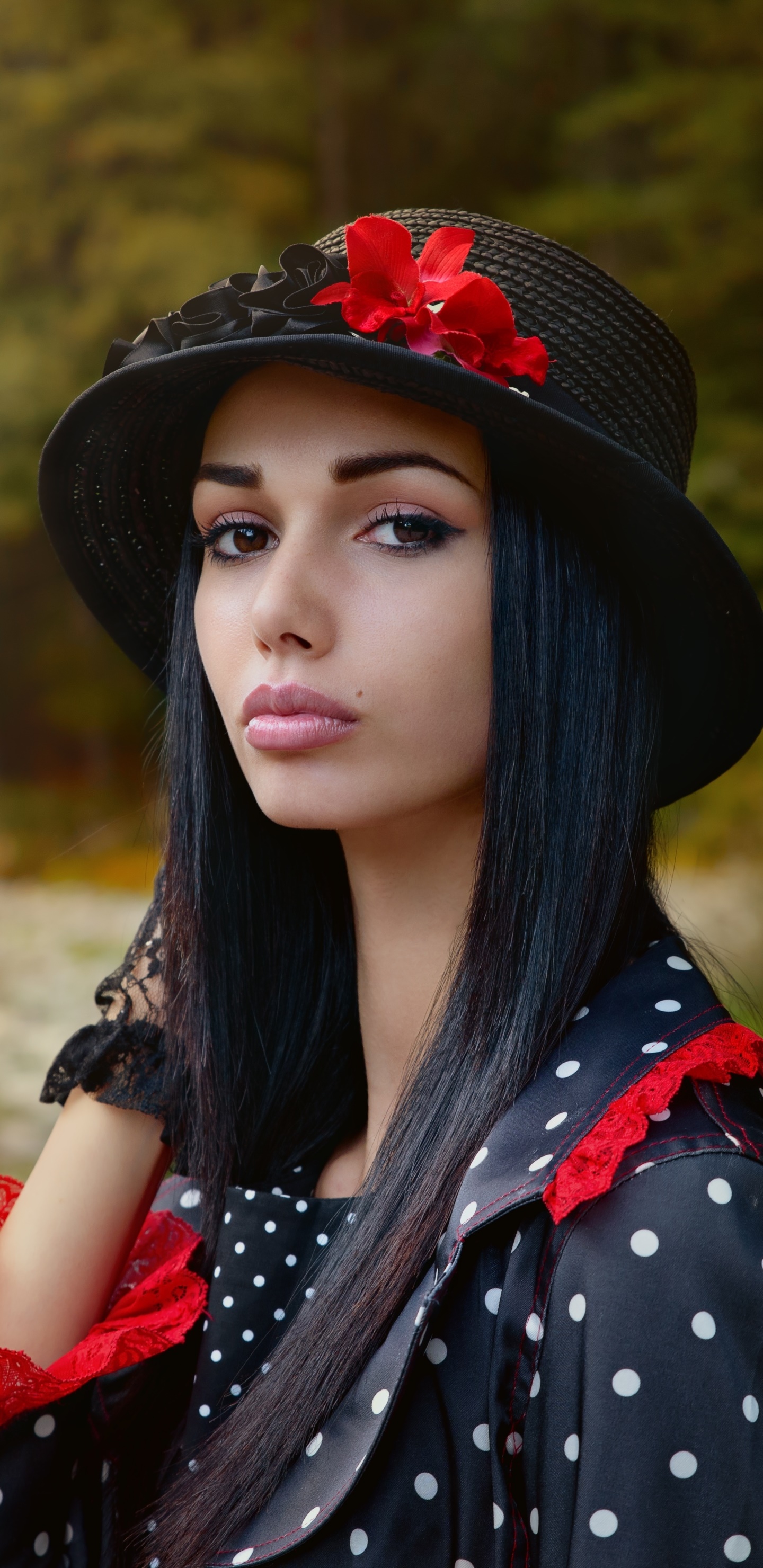 Women Model, Black Hair, Brown Eyes, Hat, 1440x2960, Phone HD Wallpaper