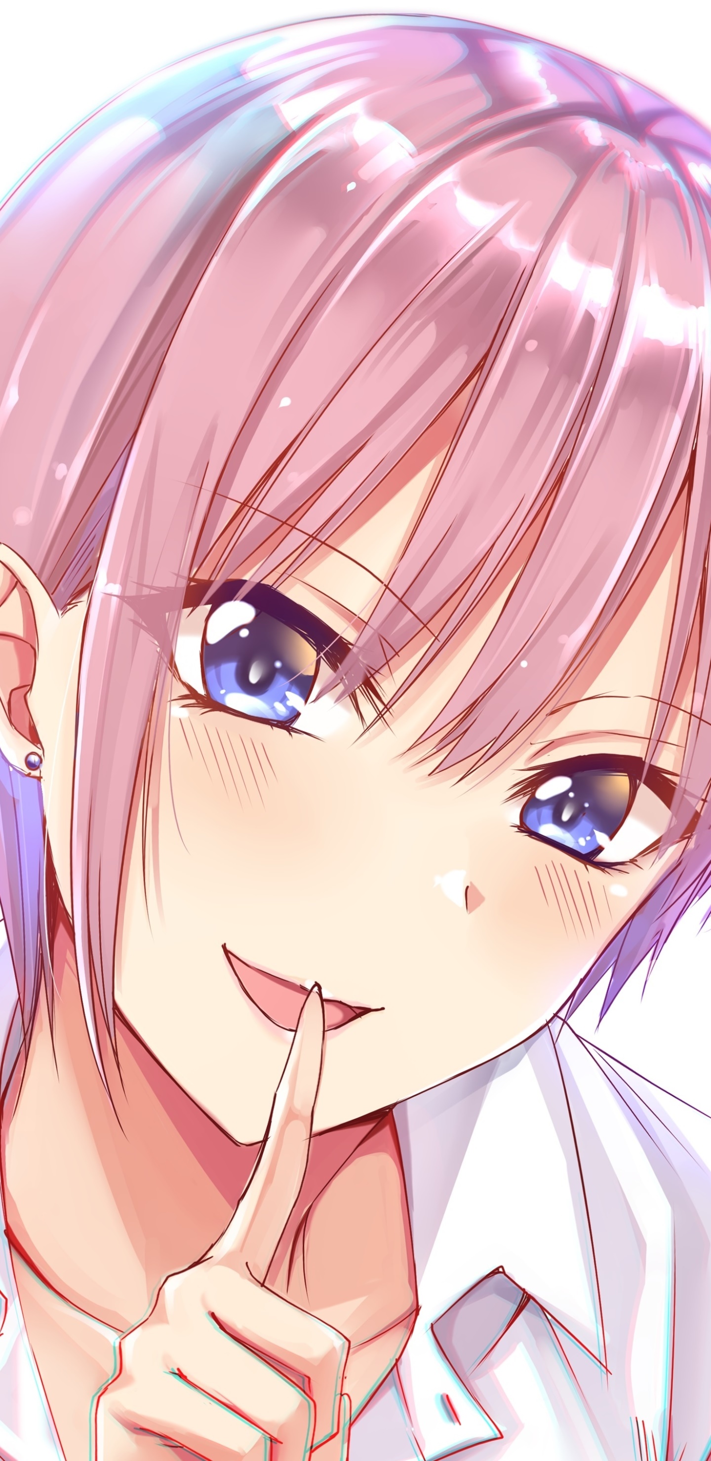 Anime The Quintessential Quintuplets, Blue Eyes, Smile, Pink Hair, Ichika Nakano, Blush, 1440x2960, Phone HD Wallpaper