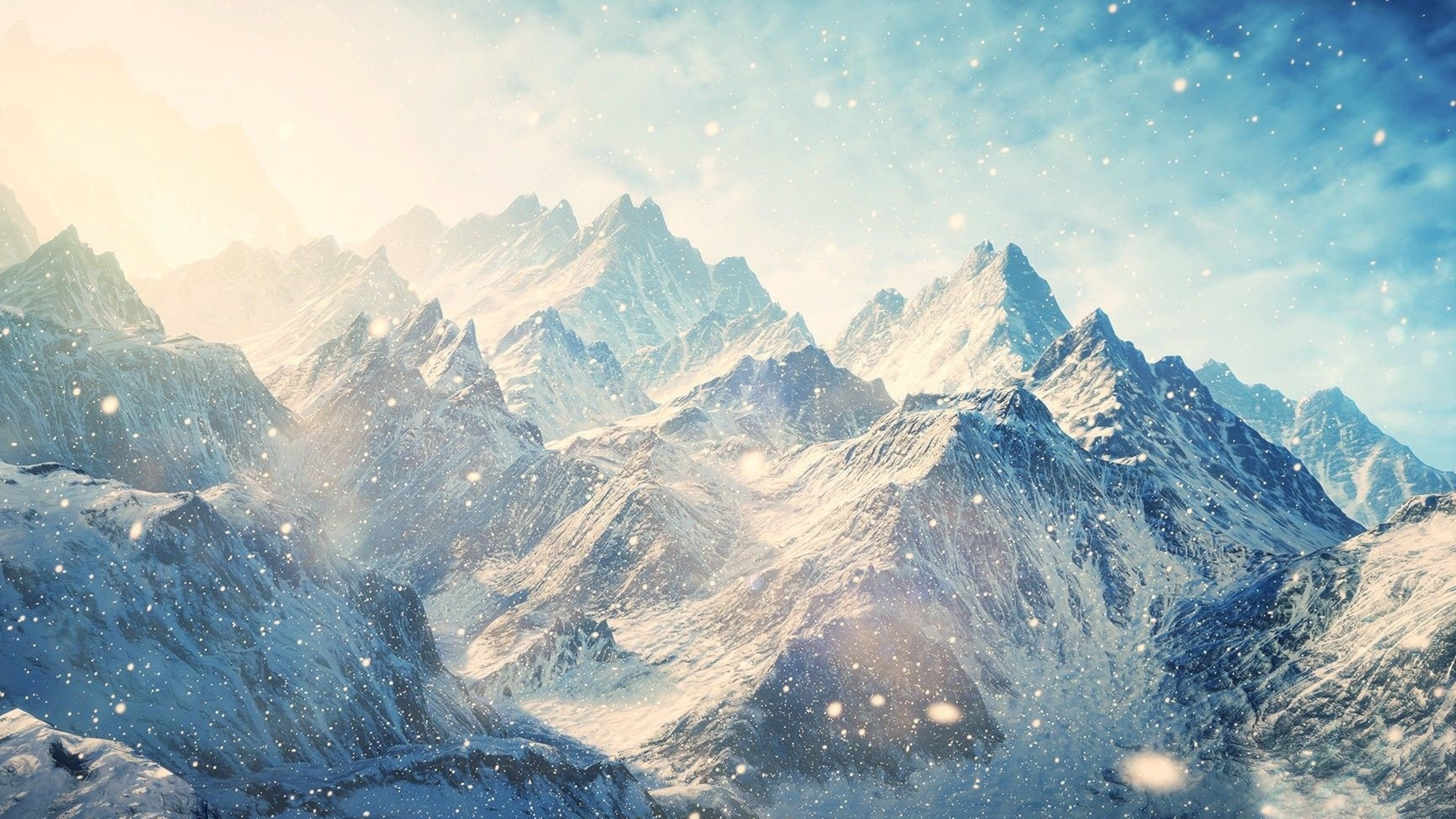 mountains, snow, winter, 4k, HD Wallpaper