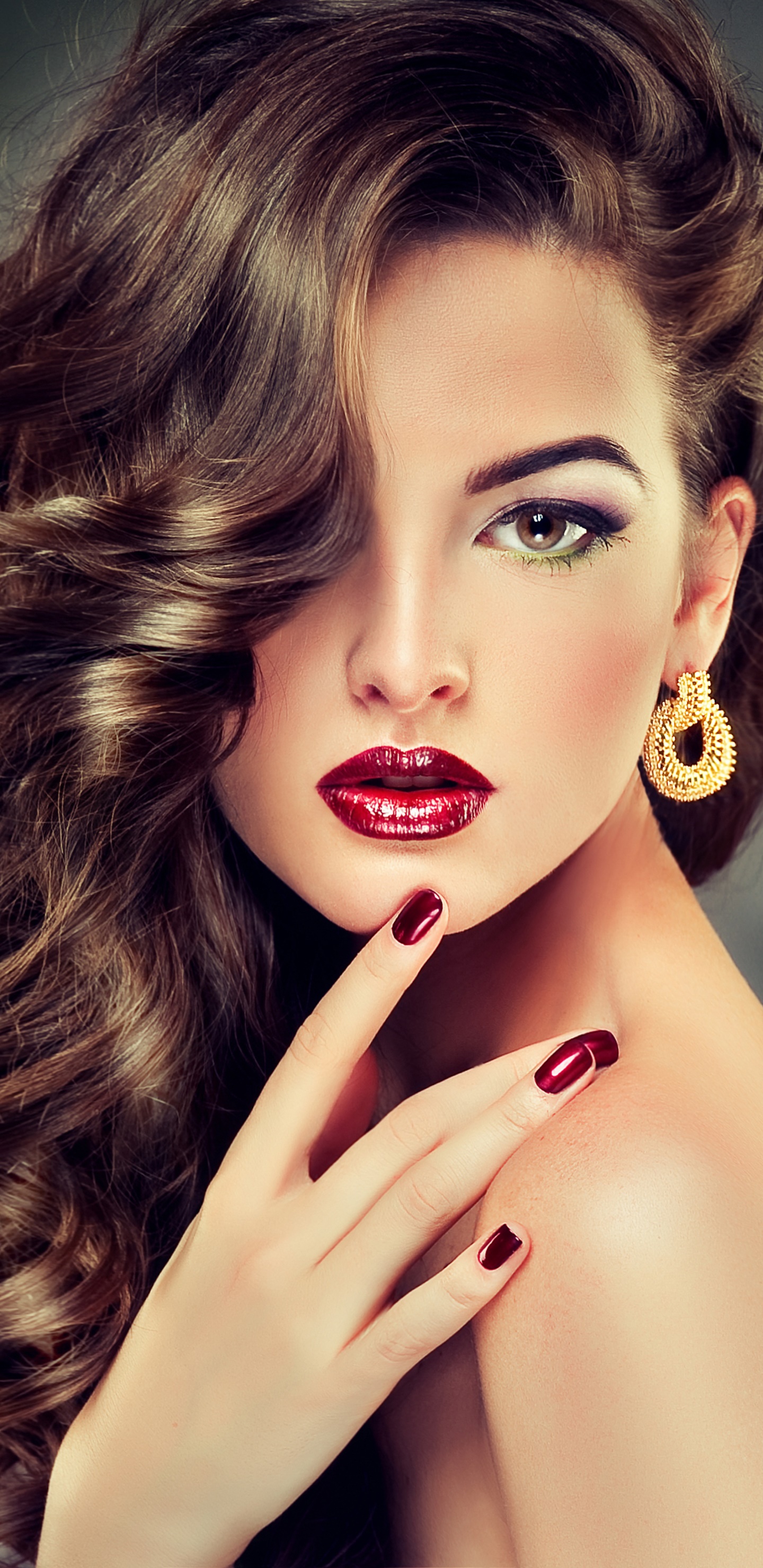 Women Model, Lipstick, Earrings, 1440x2960, Phone HD Wallpaper