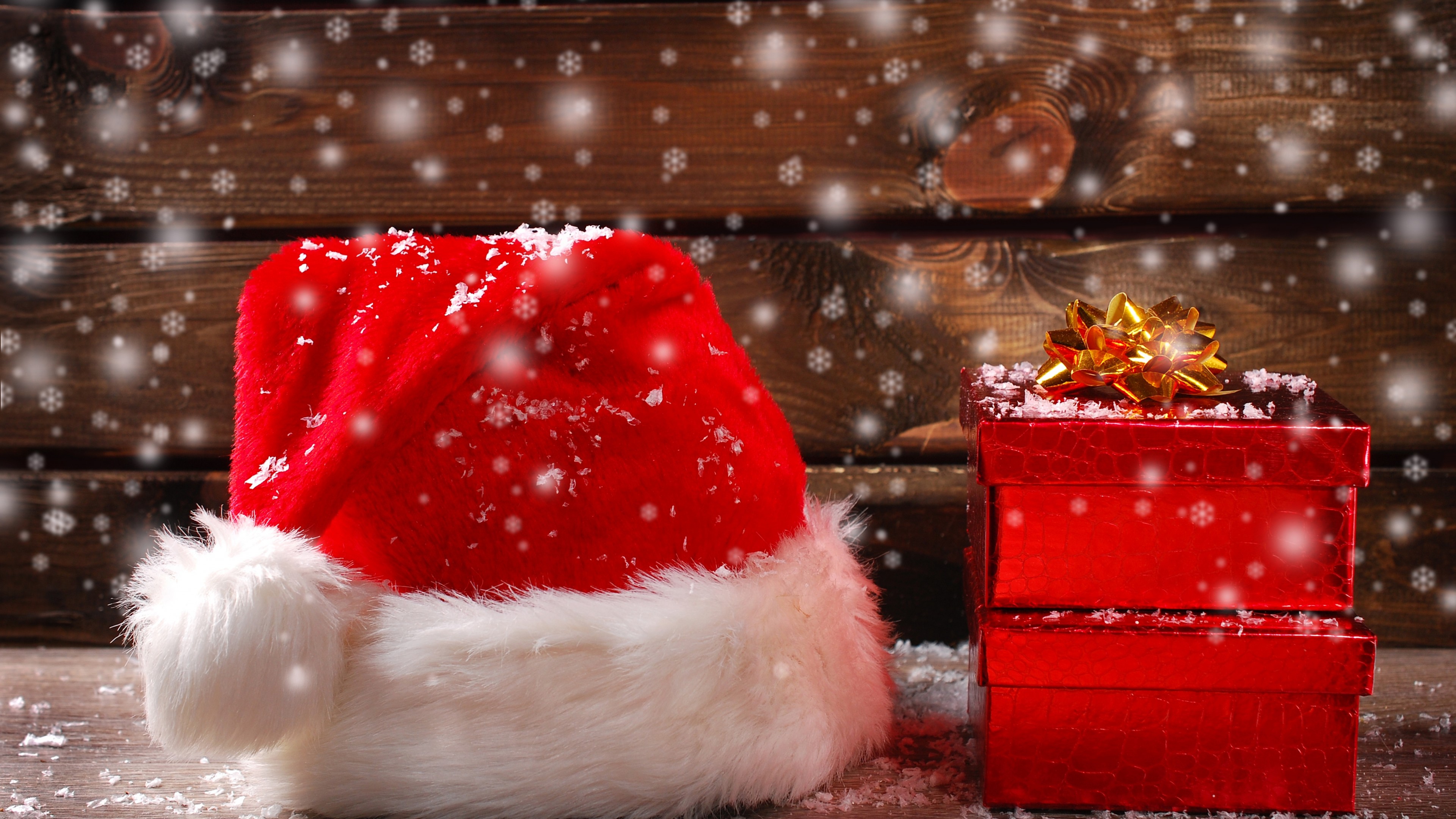 Christmas, New Year, cap, gift, 4K, HD Wallpaper