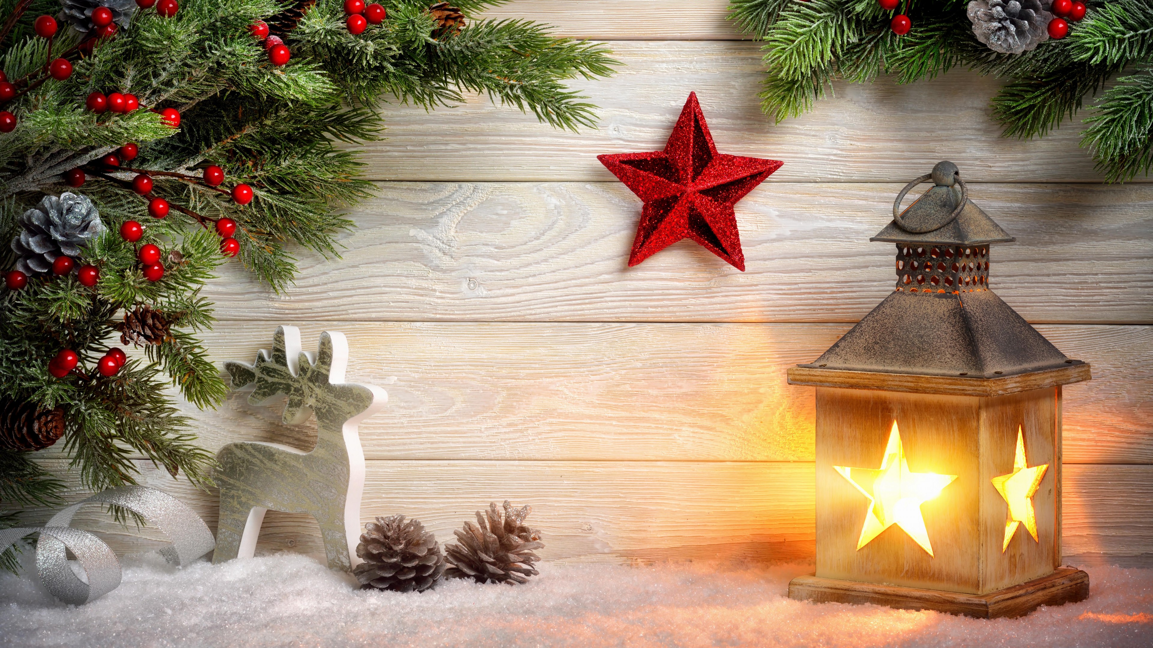 Christmas, New Year, toys, fir-tree, lamp, decorations, 4K, HD Wallpaper