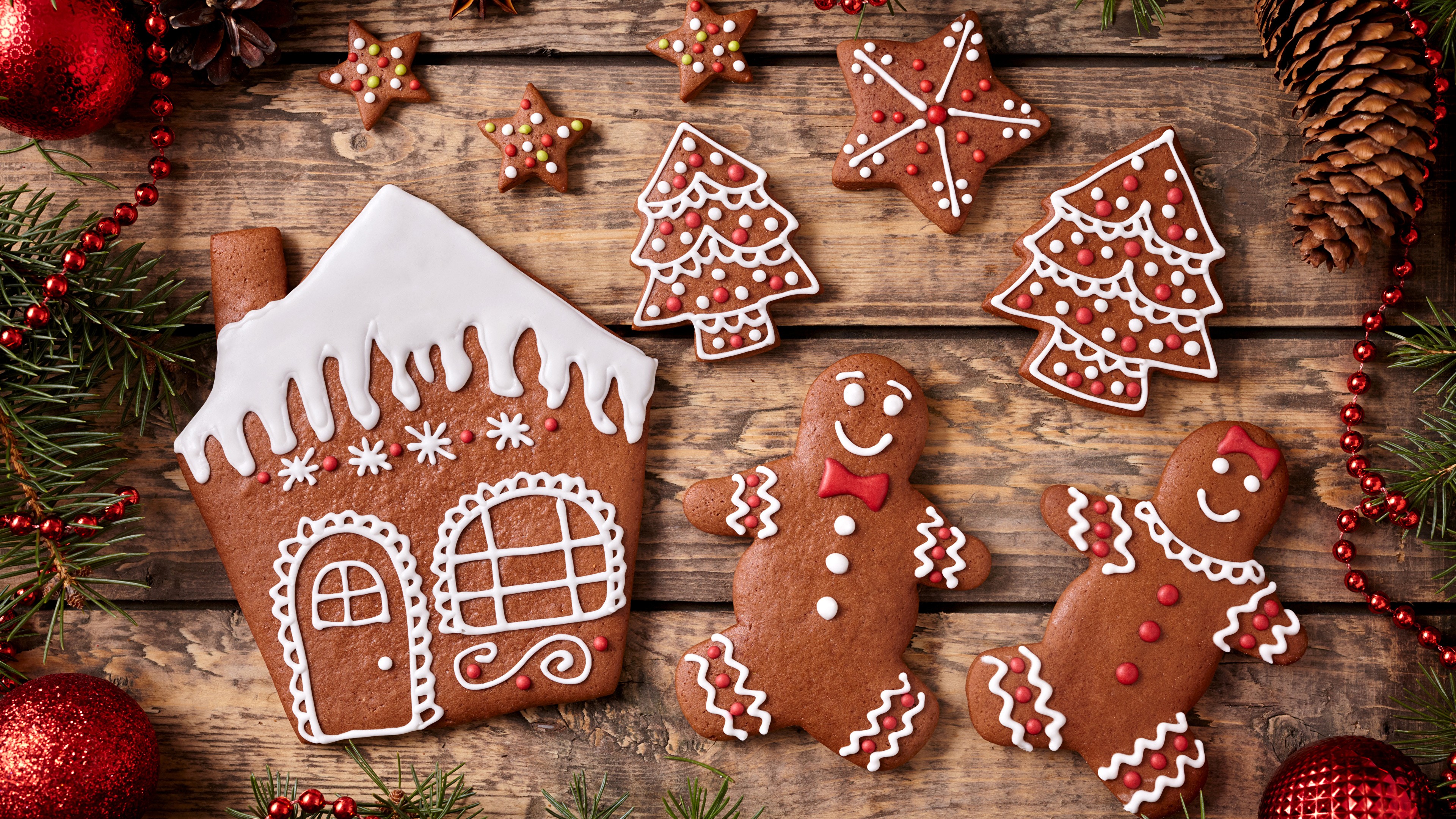 Christmas, New Year, cookies, 4k, HD Wallpaper