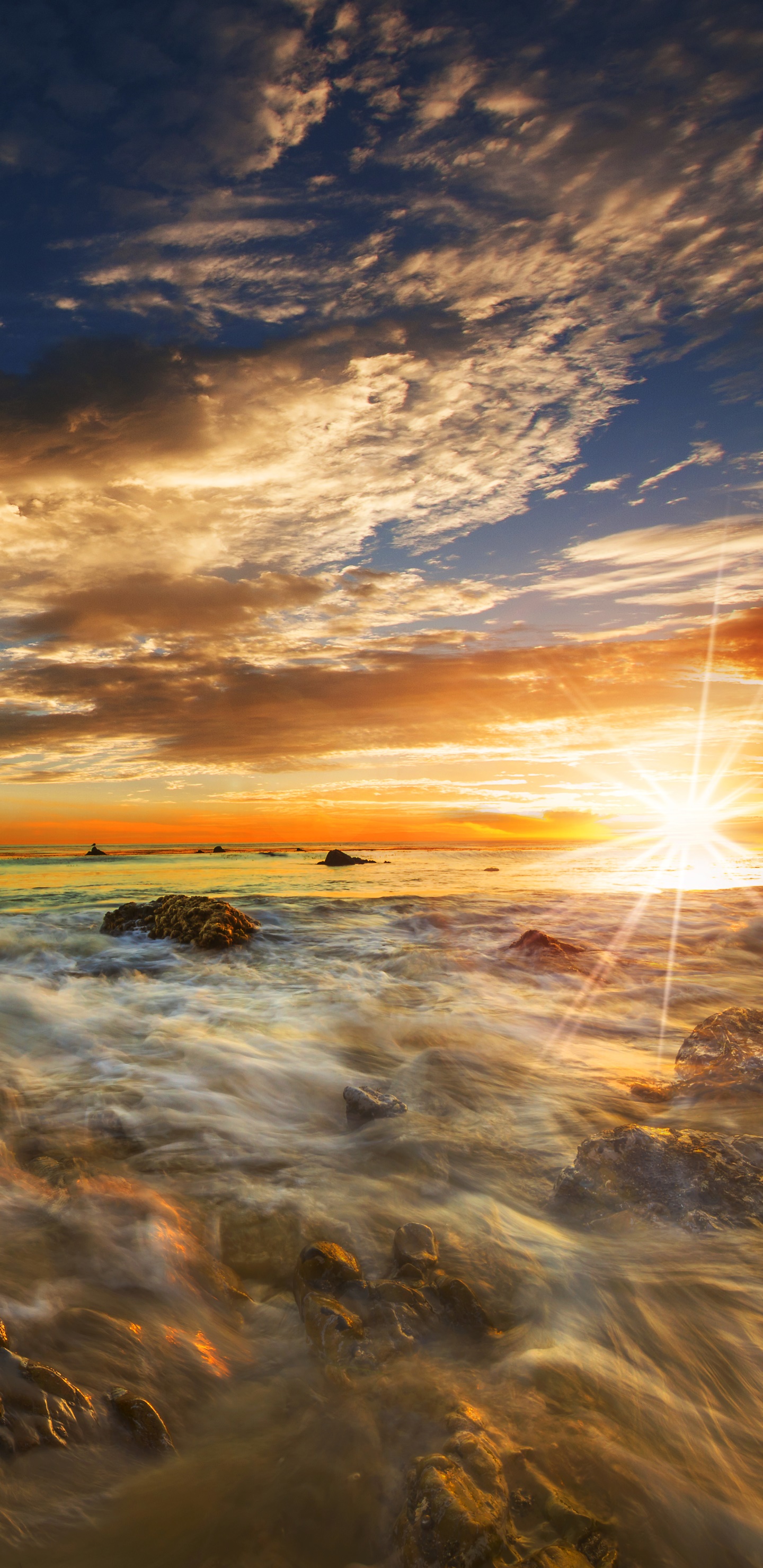 Earth Sunset, Horizon, Ocean, Nature, Beach, Sea, 1440x2960, Phone HD Wallpaper