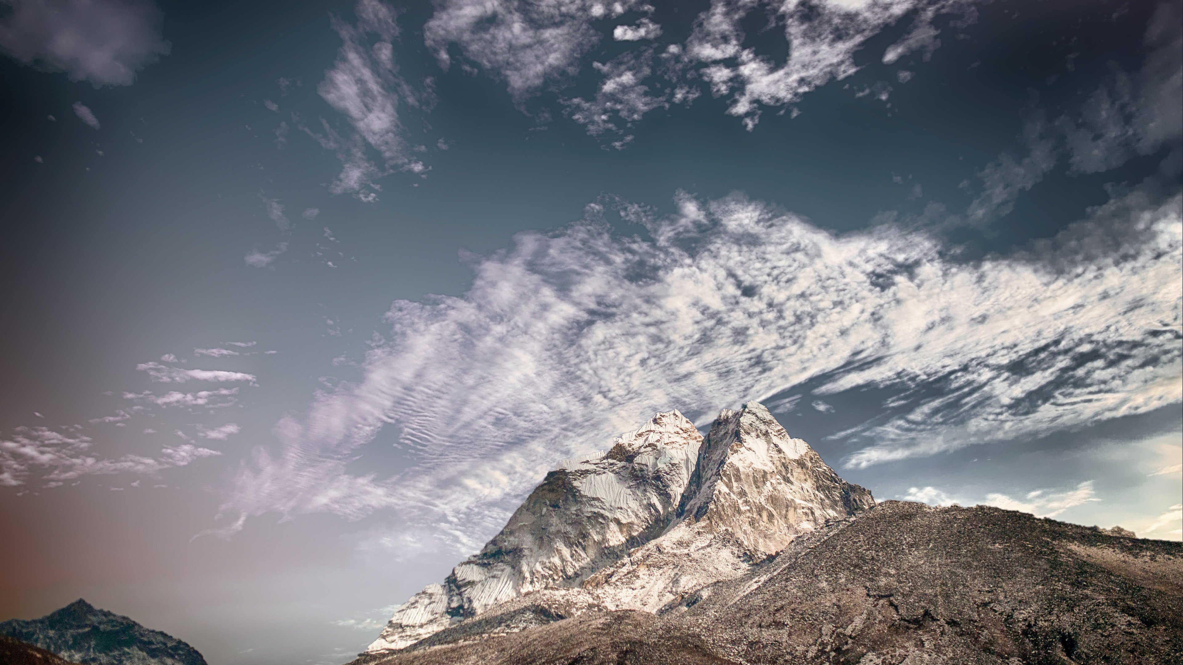 mountains, sky, clouds, 4K, HD Wallpaper