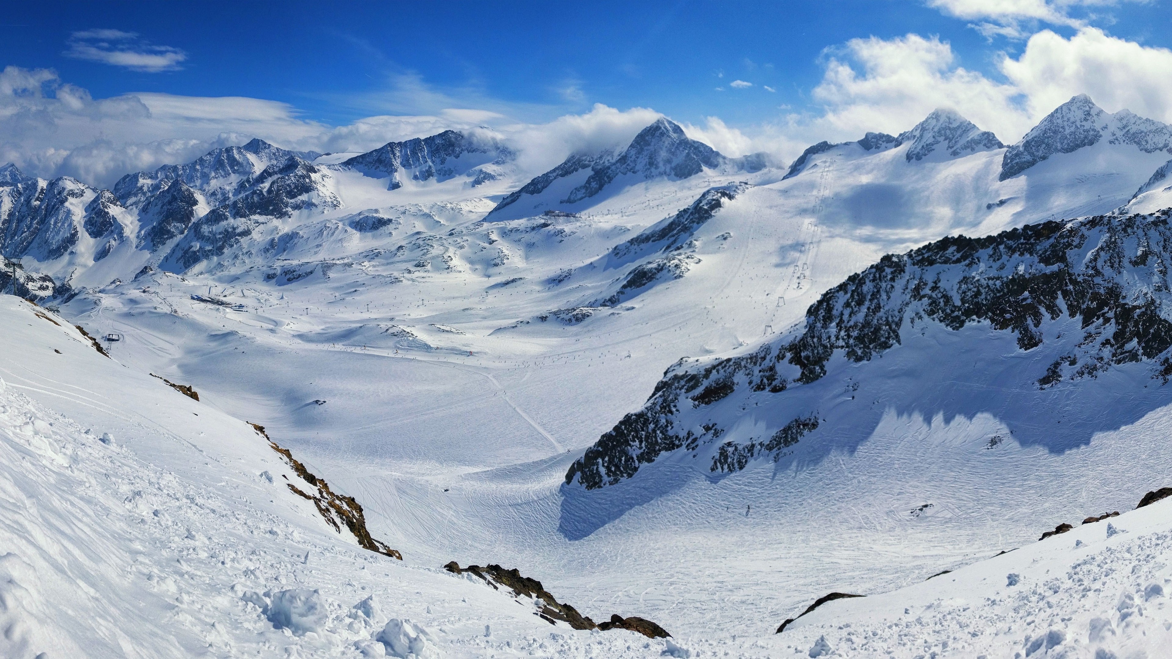 Stubaital Stubai, mountains, snow, winter, 4k, HD Wallpaper