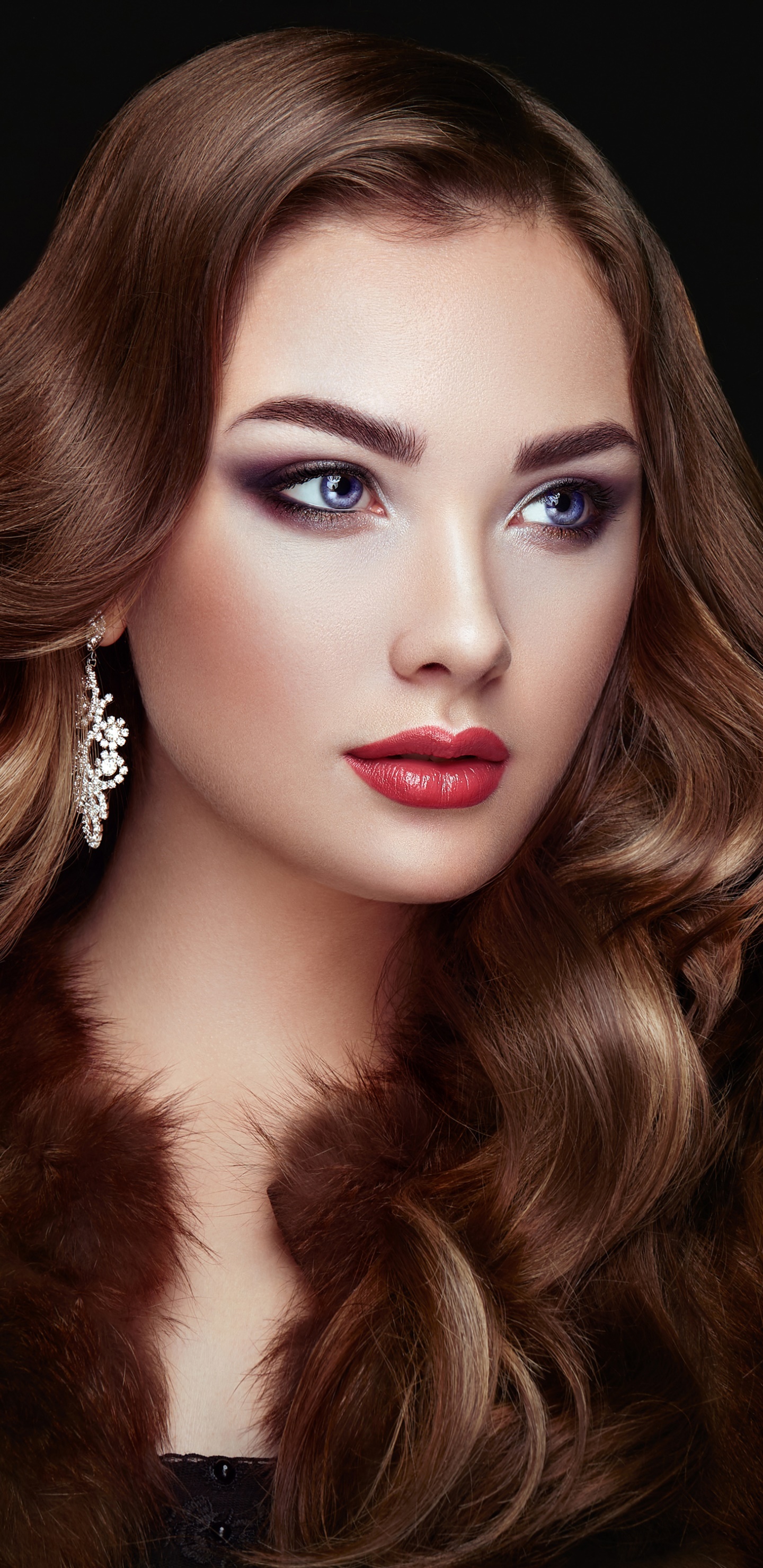 Women Model, Earrings, Lipstick, Blue Eyes, Face, Brunette, 1440x2960, Phone HD Wallpaper