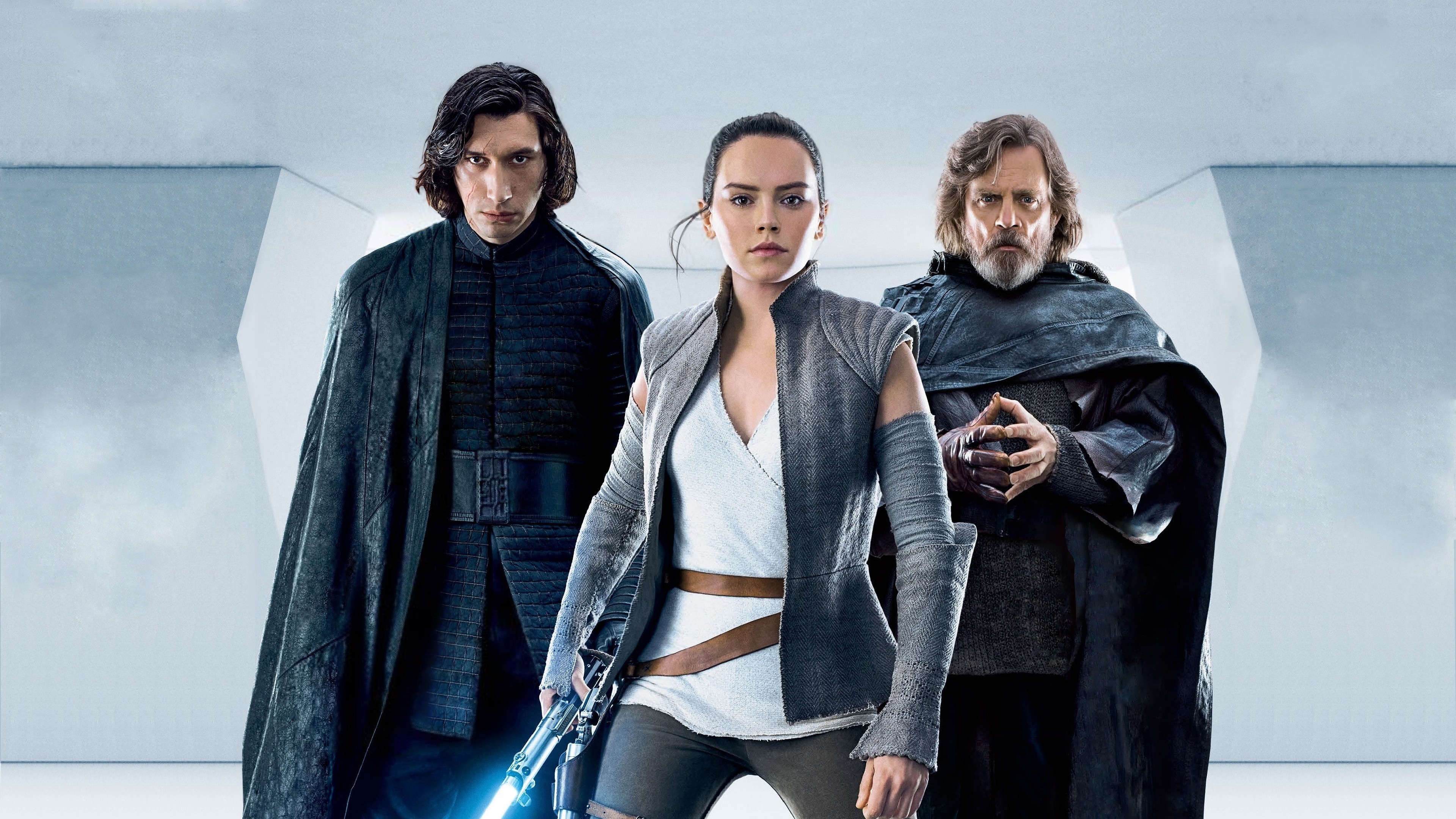 Star Wars: The Last Jedi, Adam Driver, Daisy Ridley, Mark Hamill, 4k, HD Wallpaper