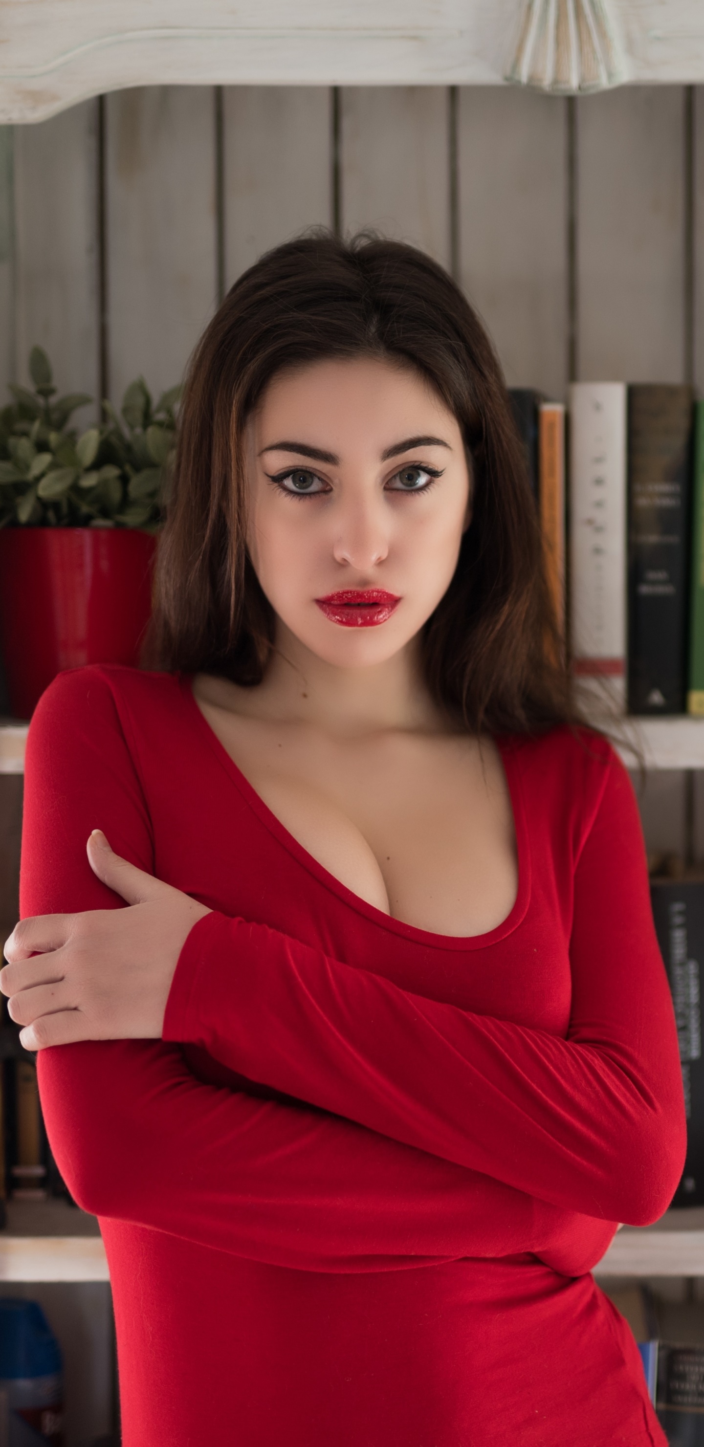 Women Model, Lipstick, Brunette, 1440x2960, Phone HD Wallpaper