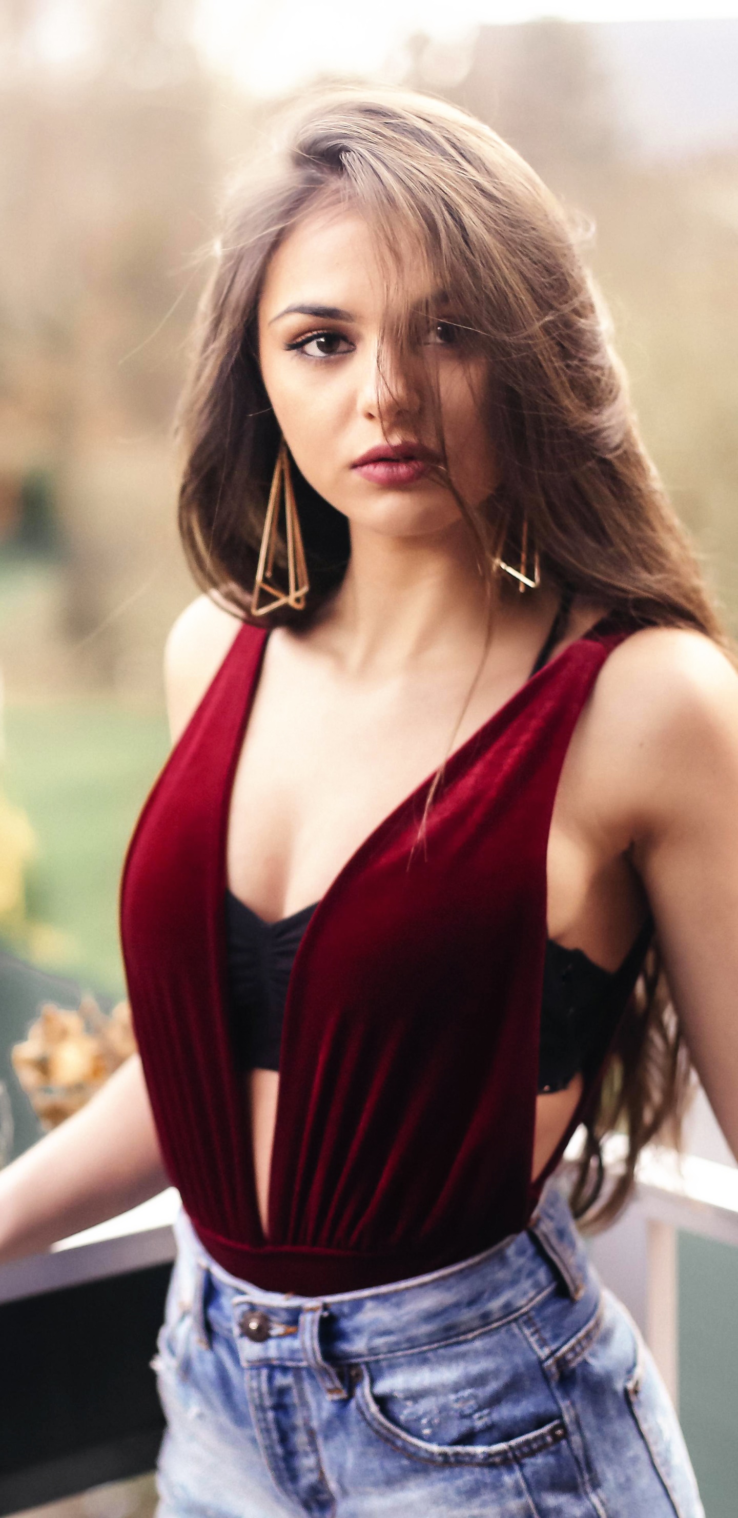 Women Model, Earrings, Brunette, 1440x2960, Phone HD Wallpaper