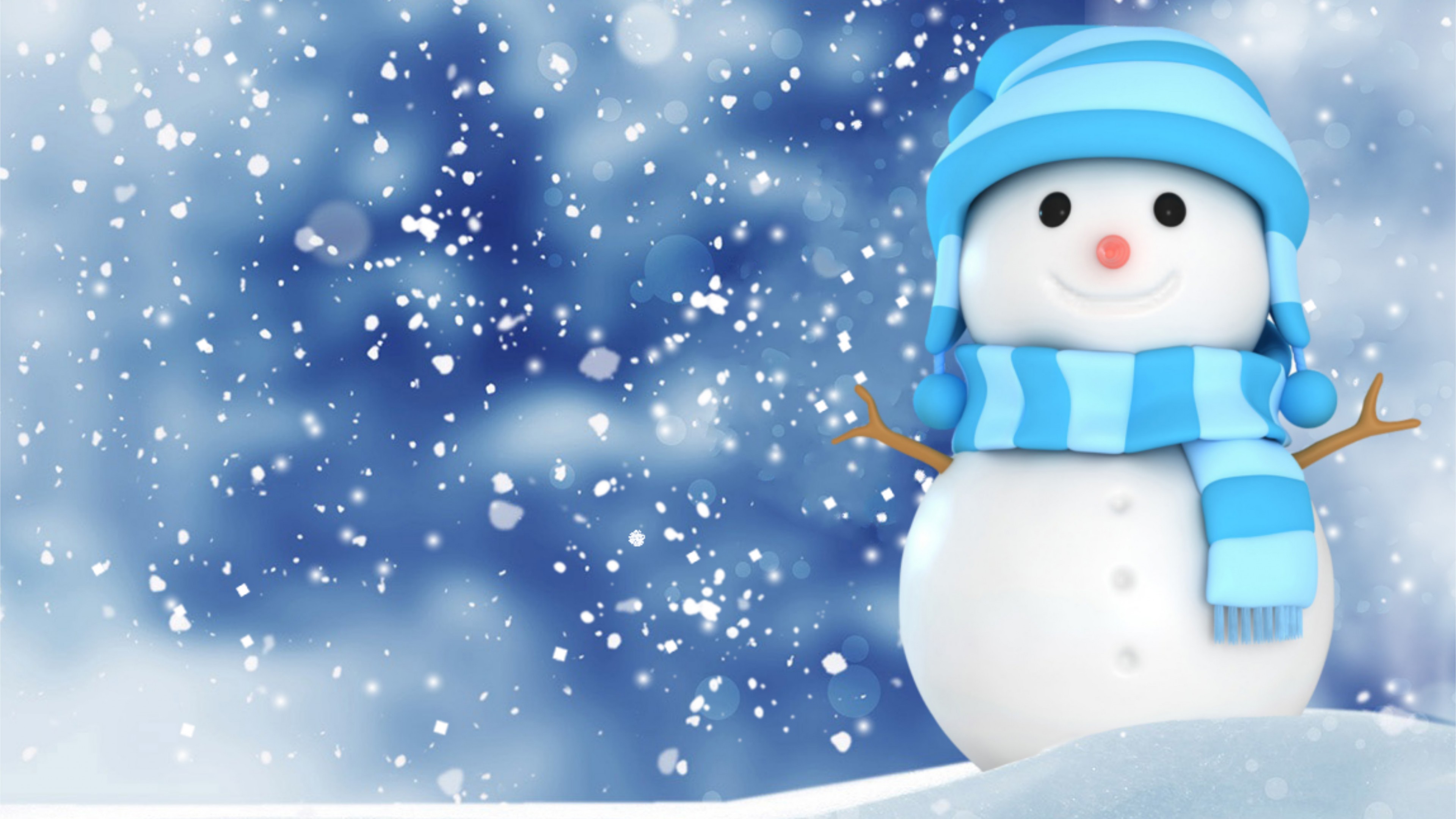 Christmas, New Year, snow, winter, snowman, 4k, HD Wallpaper