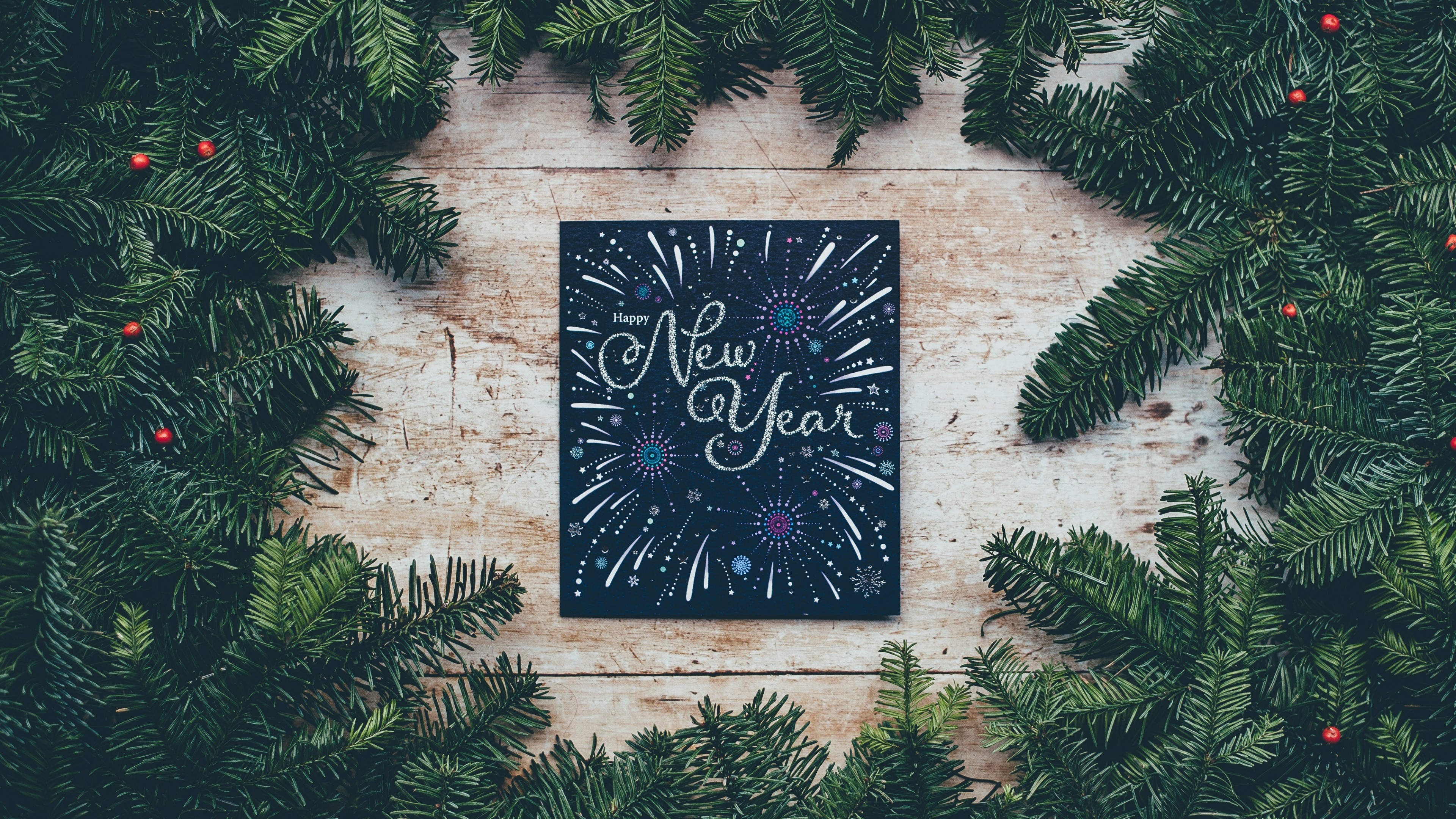 Christmas, New Year, fir-tree, 4k, HD Wallpaper