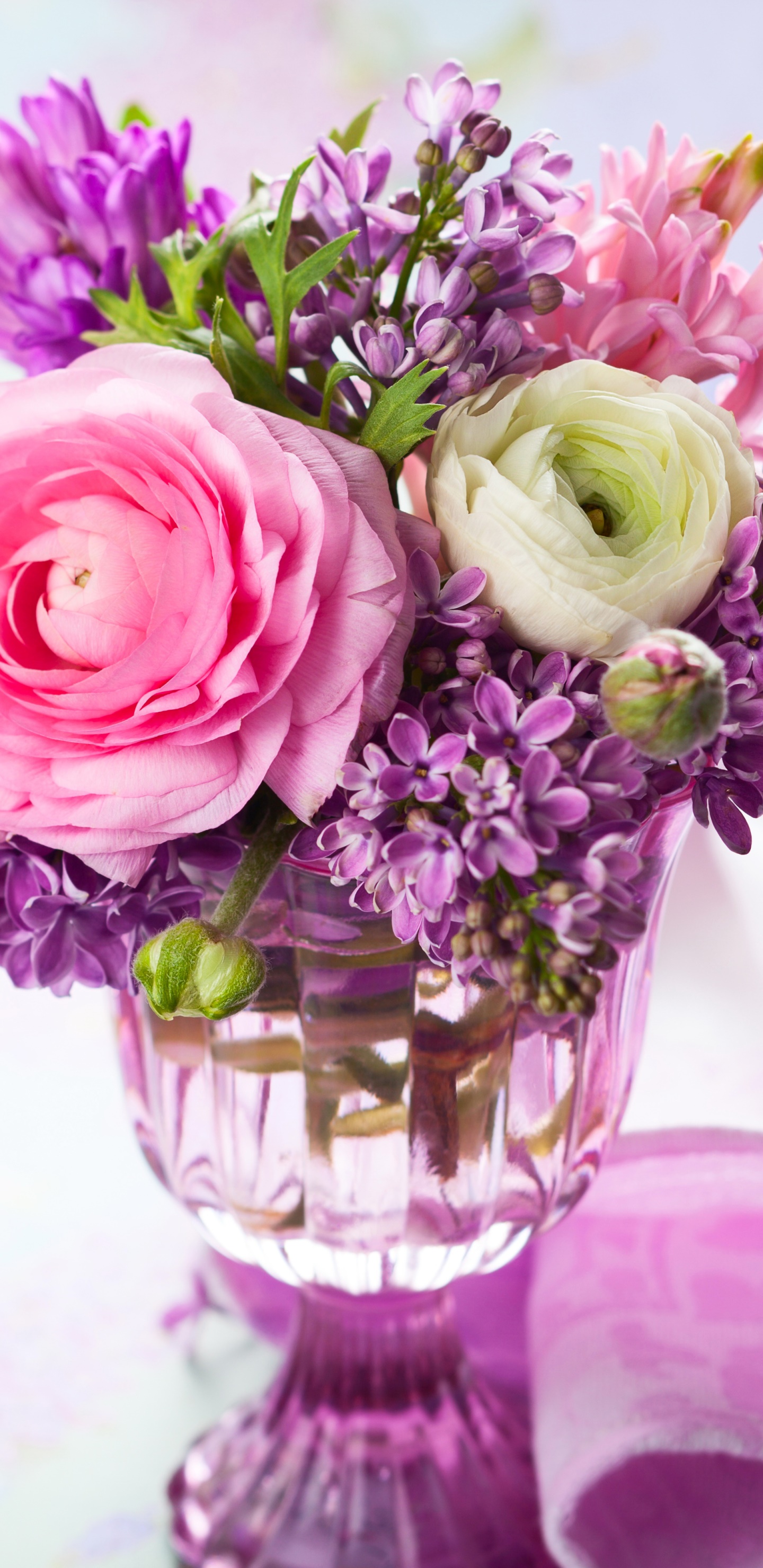 Man Made Flower, Colors, Lilac, Pink Flower, Ranuncula, Purple Flower, 1440x2960, Phone HD Wallpaper