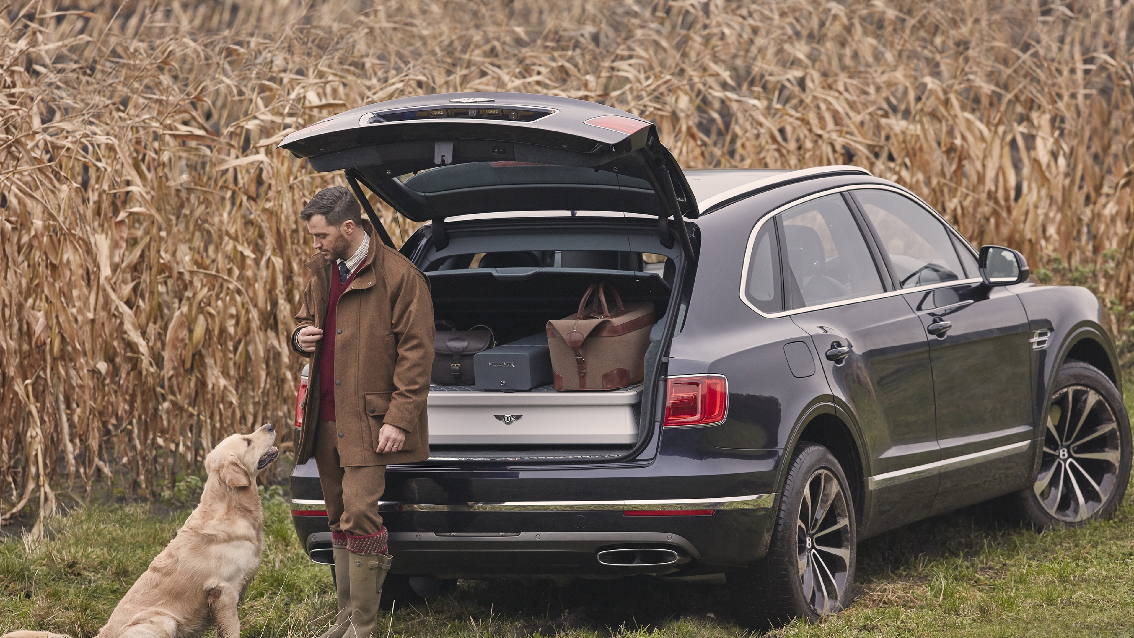 Bentley Bentayga Field Sports, 2018 Cars, dog, 4k, HD Wallpaper