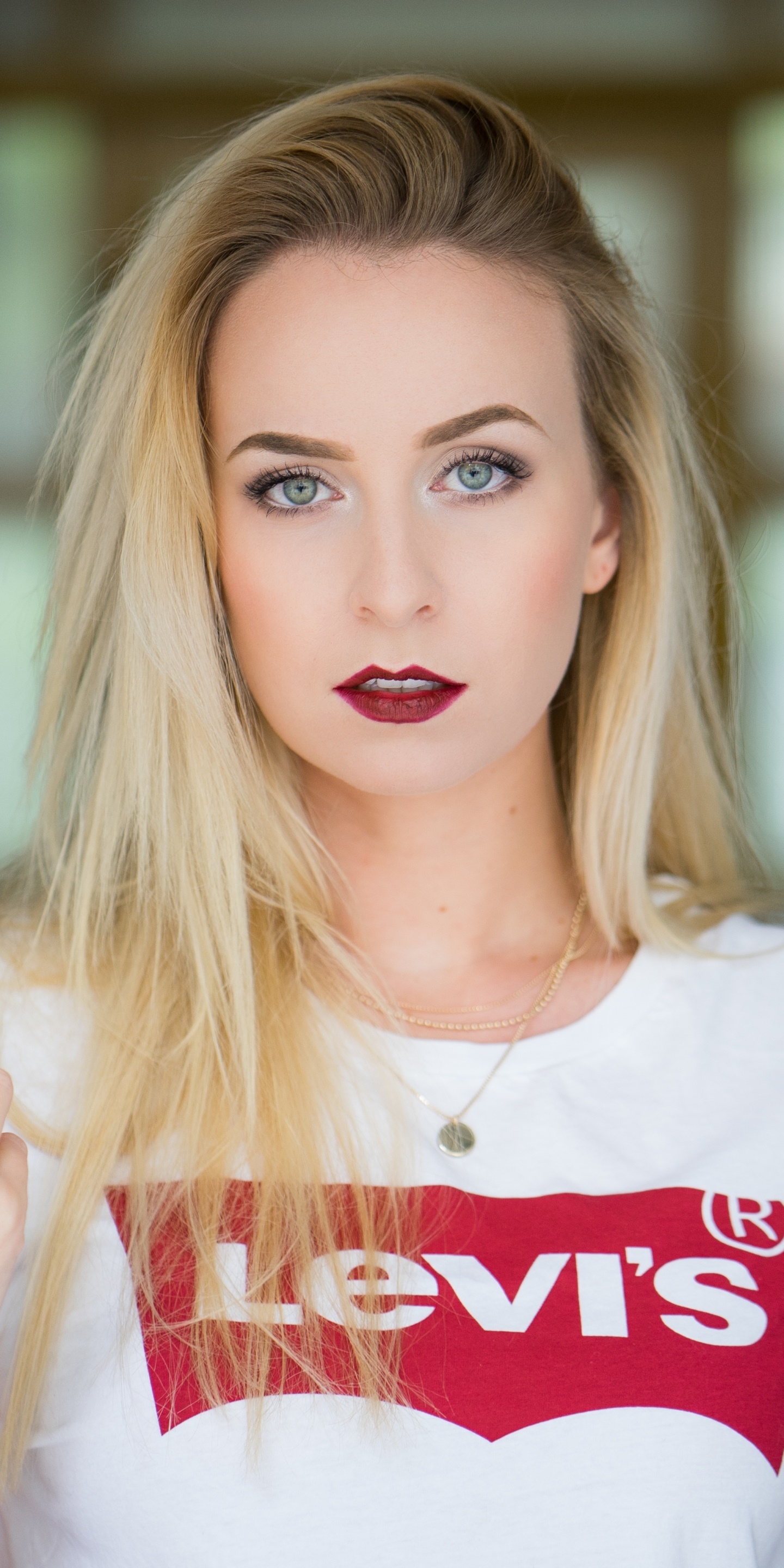 Women Model, Lipstick, Blue Eyes, Blonde, 1440x2880, Phone HD Wallpaper