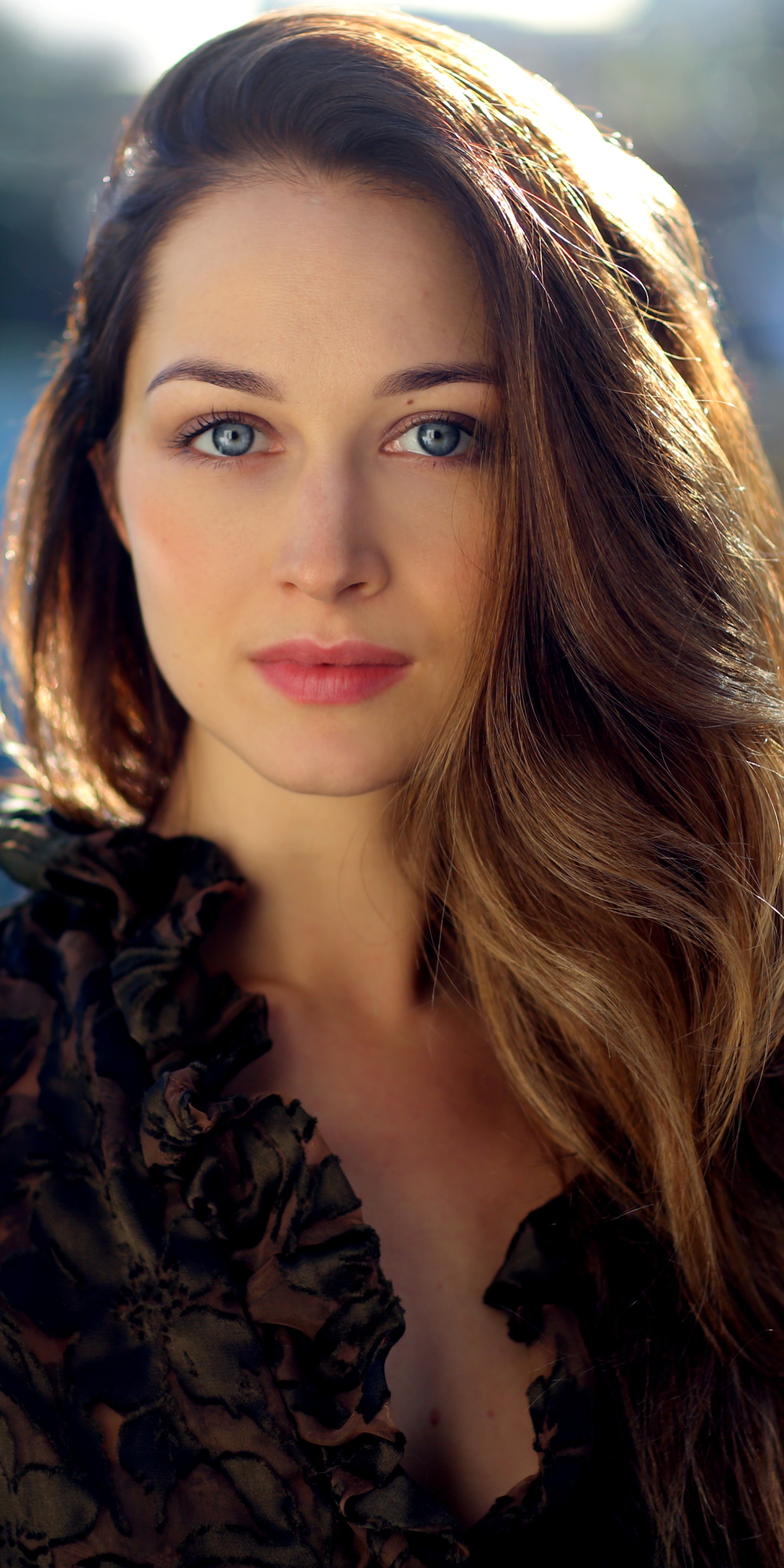 Women Model, Bokeh, Blue Eyes, Long Hair, 1440x2880, Phone HD Wallpaper