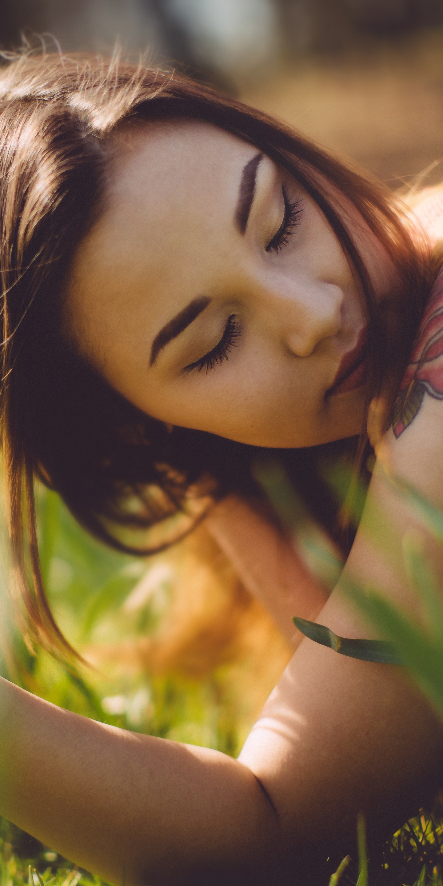 Women Model, Tattoo, Brunette, Flower, 1440x2880, Phone HD Wallpaper