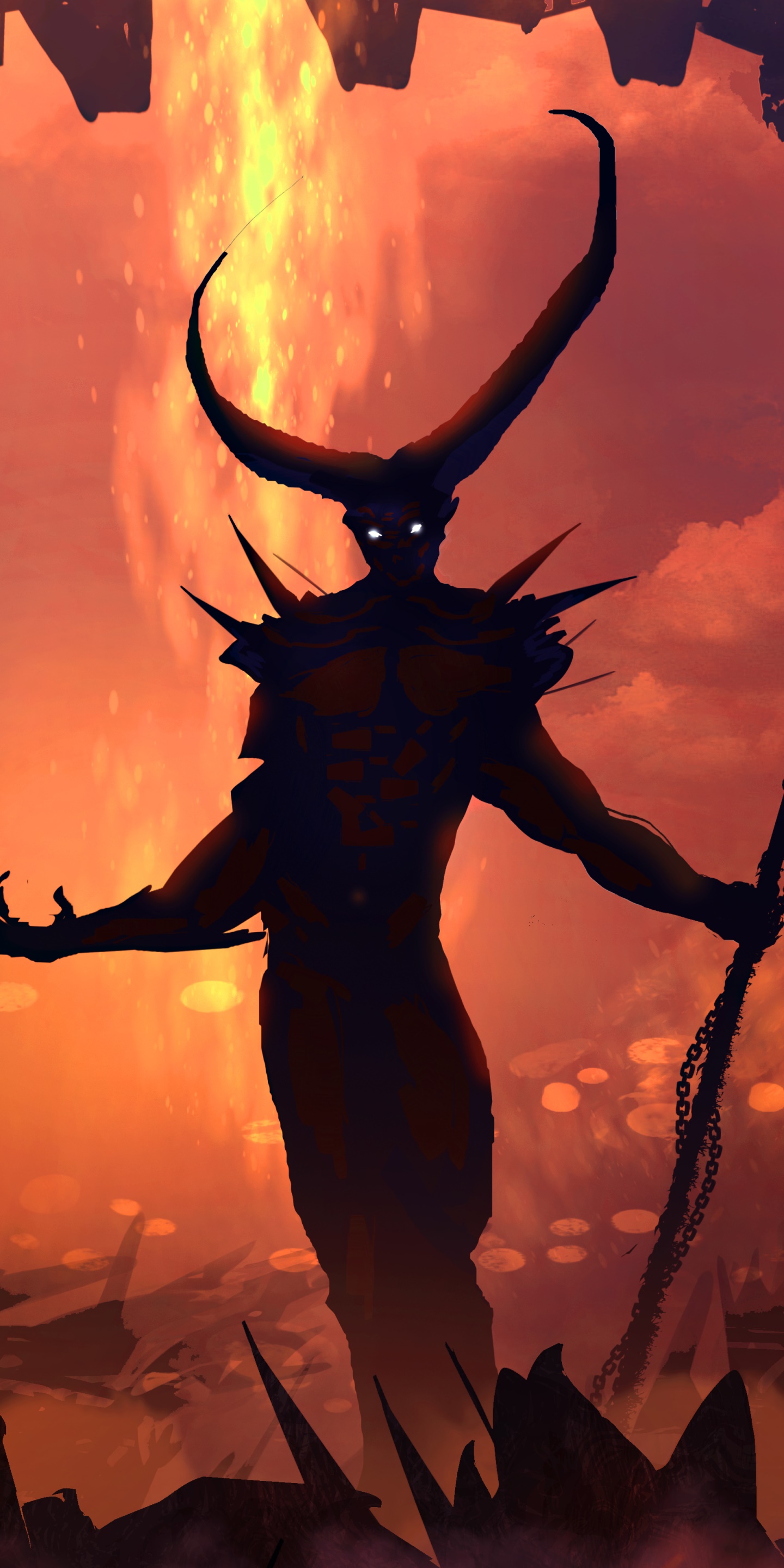Fantasy Demon, Giant, Horns, 1440x2880, Phone HD Wallpaper