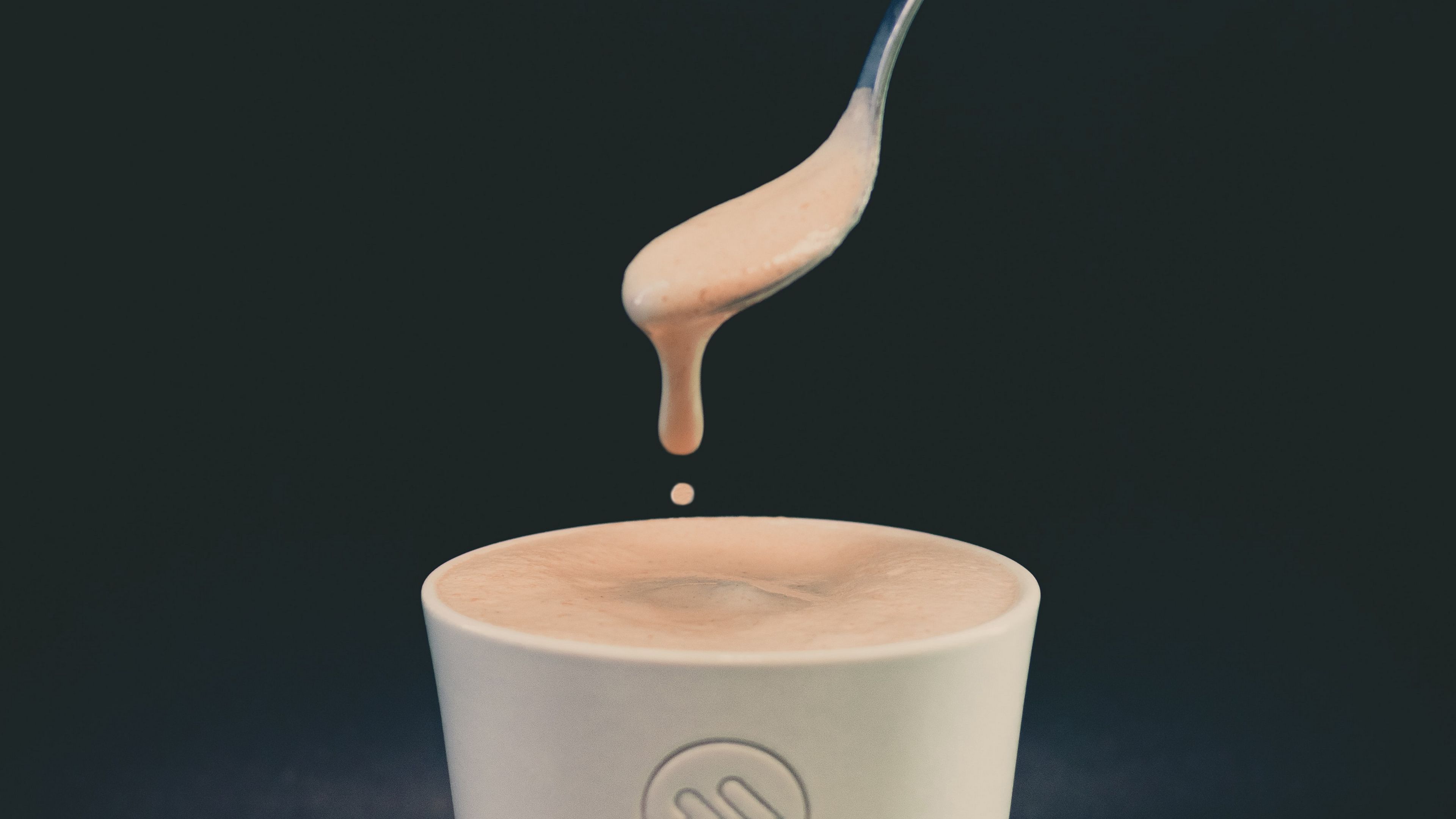 coffee, cappuccino, cup, spoon, foam, 4k, HD Wallpaper