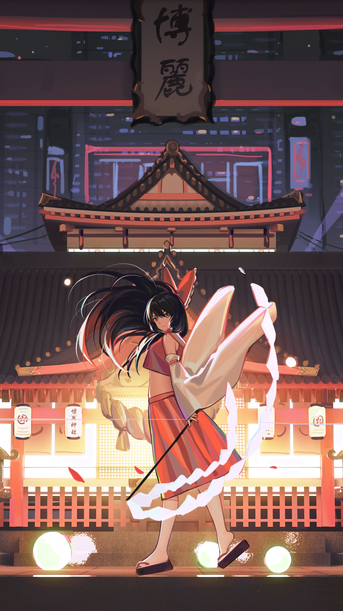 Anime Touhou, Reimu Hakurei, 1440x2560, Phone HD Wallpaper