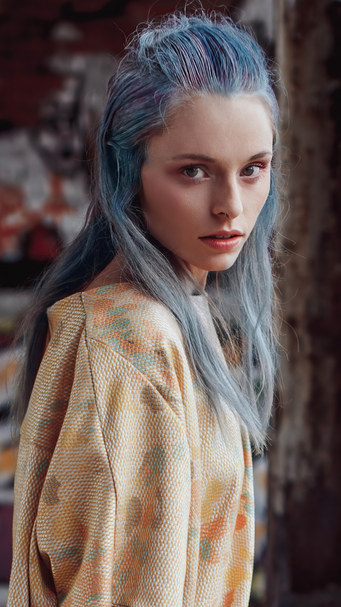 Women Model, Blue Hair, 1440x2560, Phone HD Wallpaper