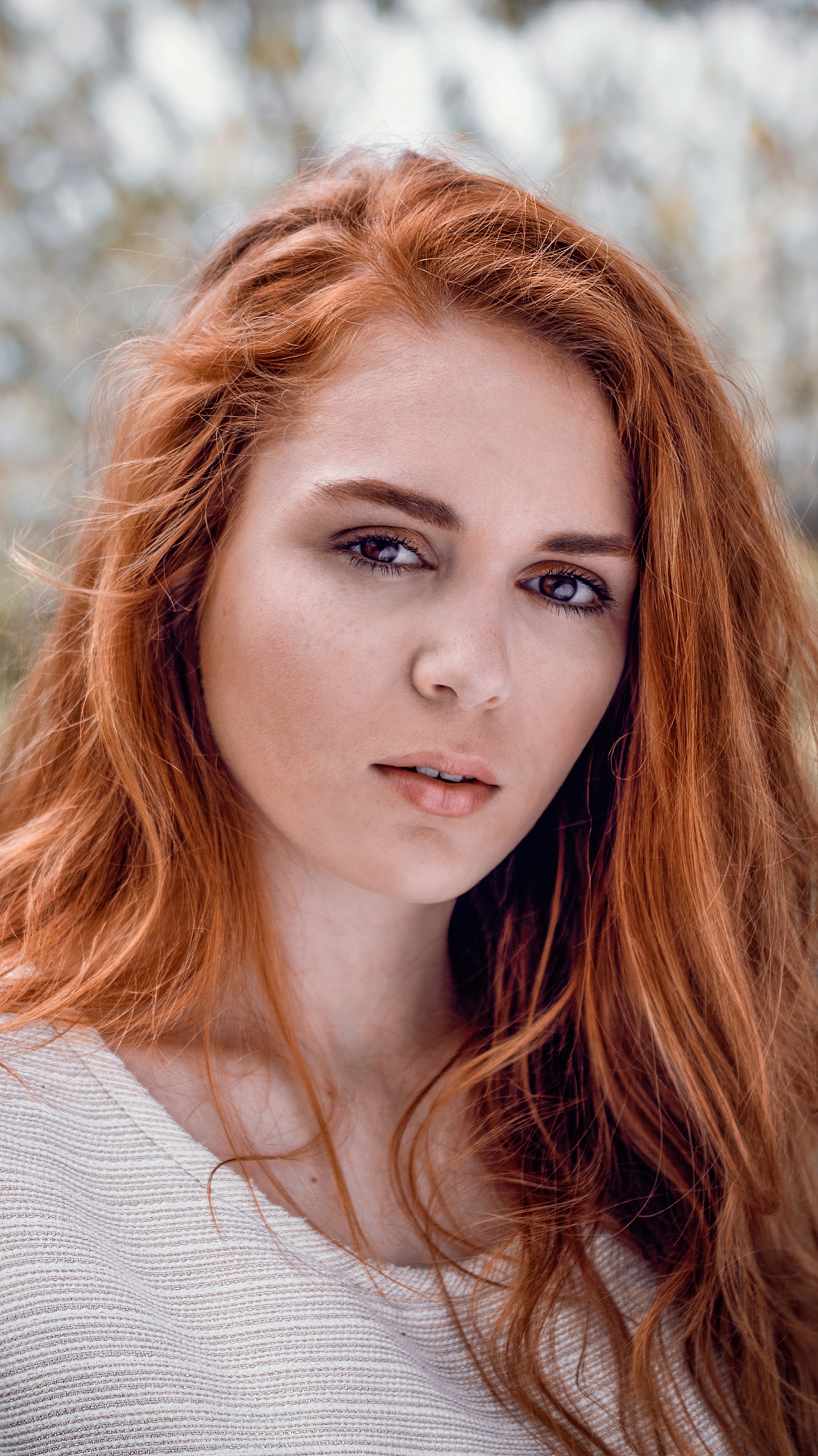 Women Model, Redhead, Brown Eyes, 1440x2560, Phone HD Wallpaper