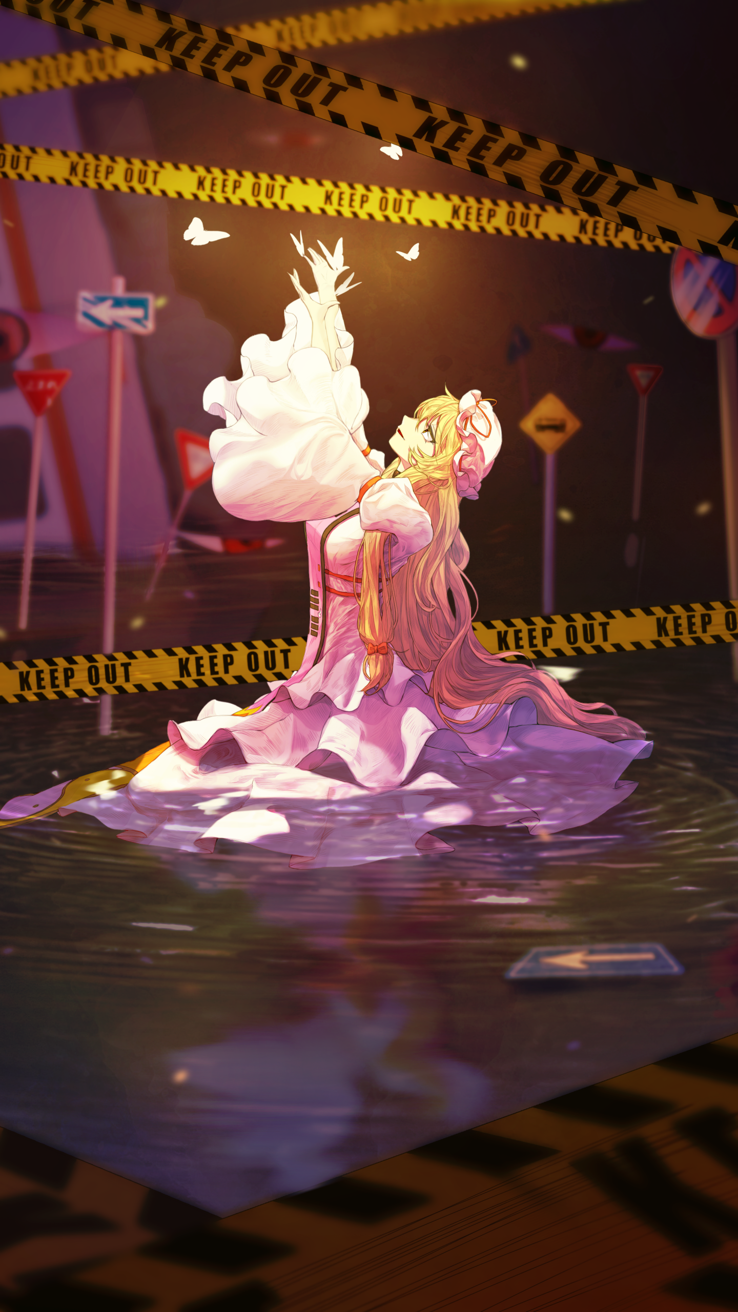 Anime Touhou, Blonde, Long Hair, Yukari Yakumo, 1440x2560, Phone HD Wallpaper