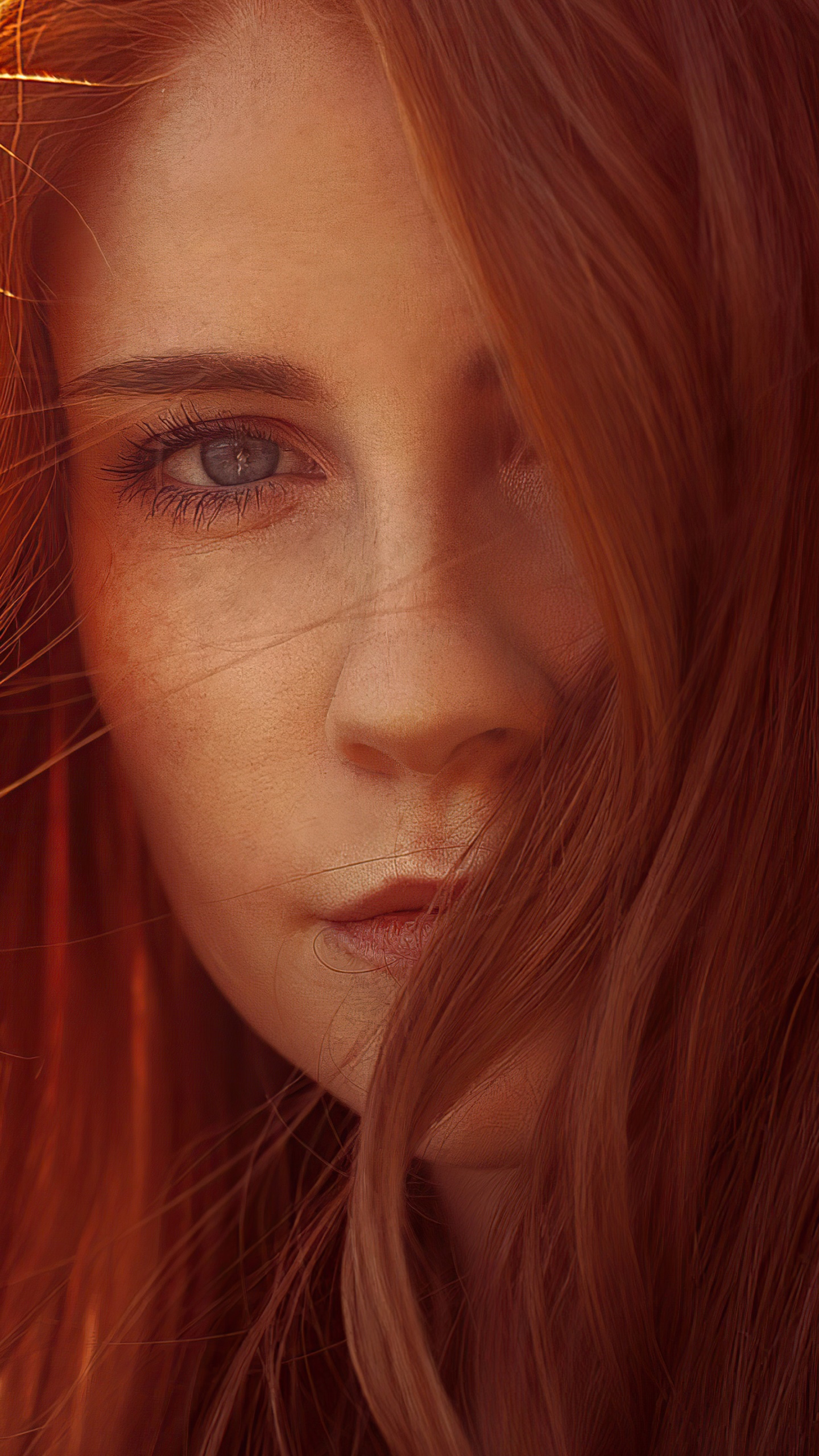 Women Model, Face, Redhead, 1440x2560, Phone HD Wallpaper