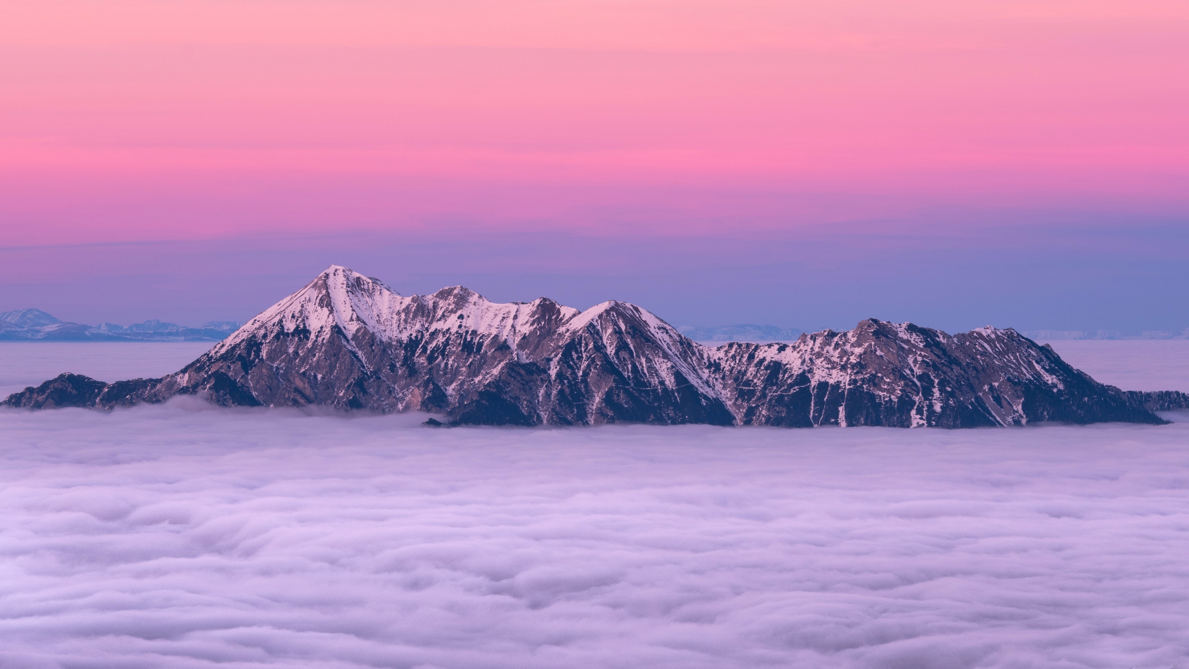 mountain, sky, fog, 4K, HD Wallpaper