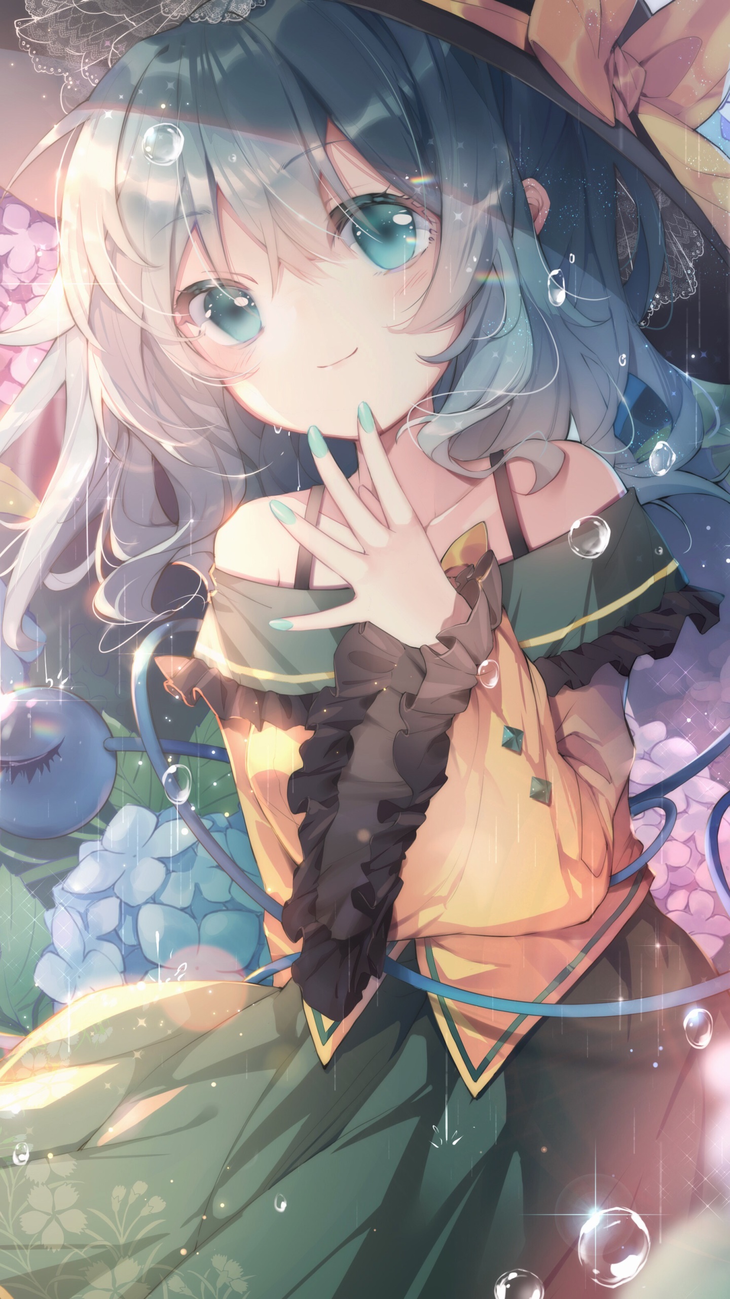 Anime Touhou, Blue Eyes, Flower, Koishi Komeiji, 1440x2560, Phone HD Wallpaper