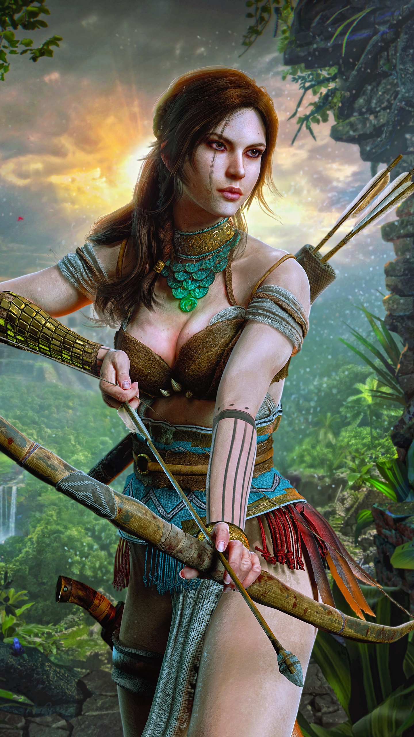 Video Game Shadow of the Tomb Raider, Arrow, Bow, Lara Croft, 1440x2560, Phone HD Wallpaper