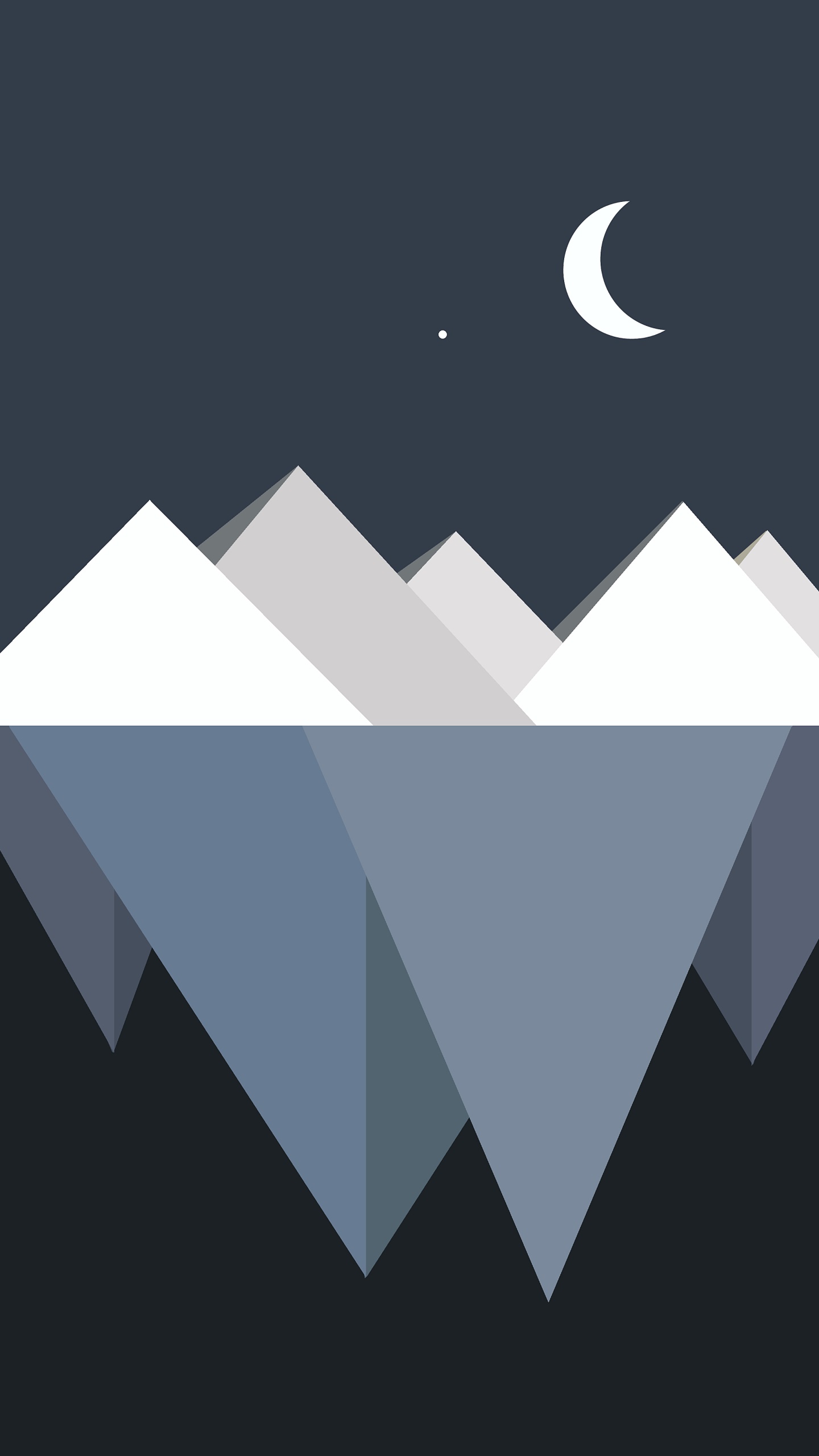 Artistic Minimalist, Moon, Iceberg, Water, 1440x2560, Phone HD Wallpaper