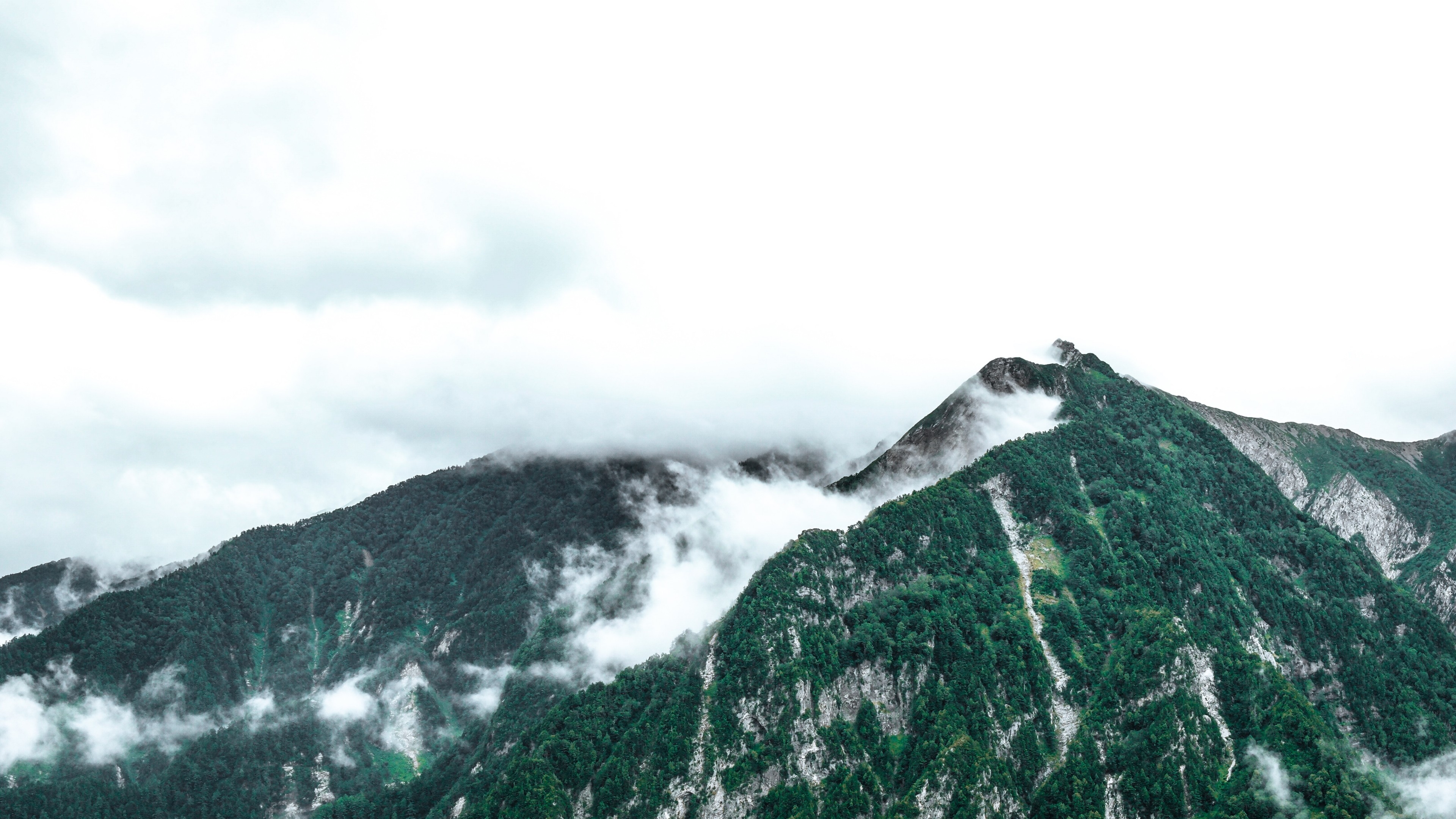 landscape, mountain, clouds, 6k, HD Wallpaper