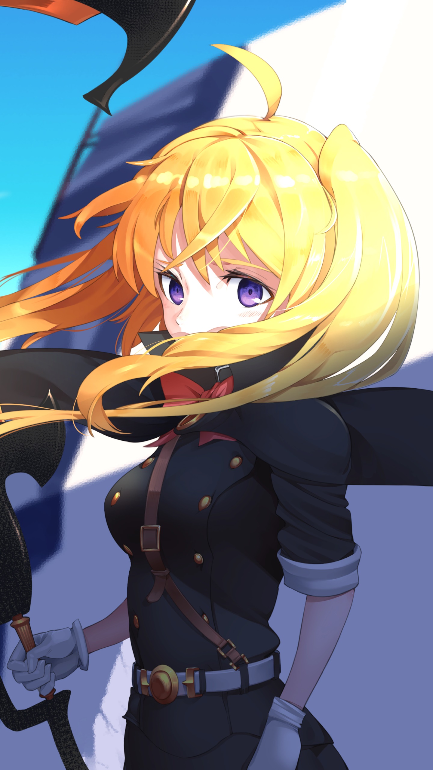 Anime Seraph of the End, Blonde, Mitsuba Sangū, Purple Eyes, Uniform, 1440x2560, Phone HD Wallpaper
