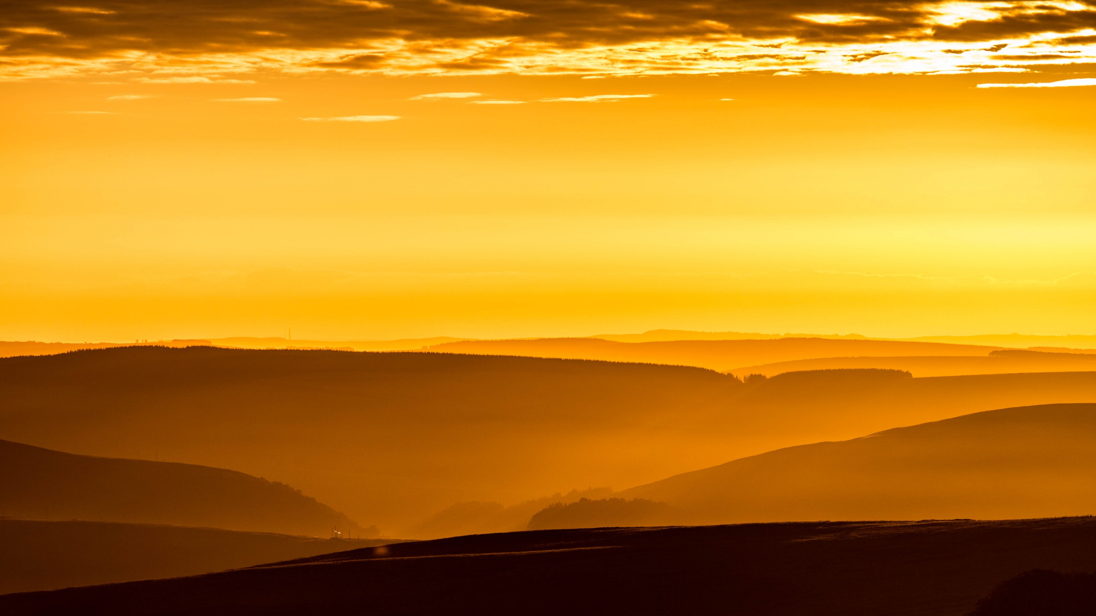 mountains, sky, sunrise, 4K, HD Wallpaper