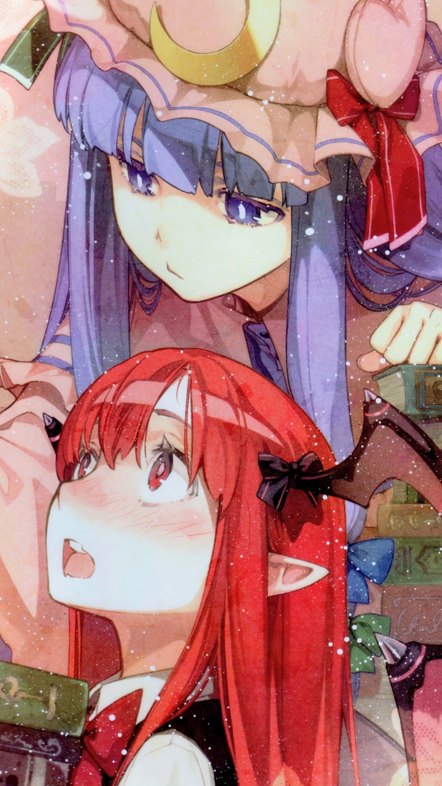 Anime Touhou, Patchouli Knowledge, Koakuma (Touhou), 1440x2560, Phone HD Wallpaper
