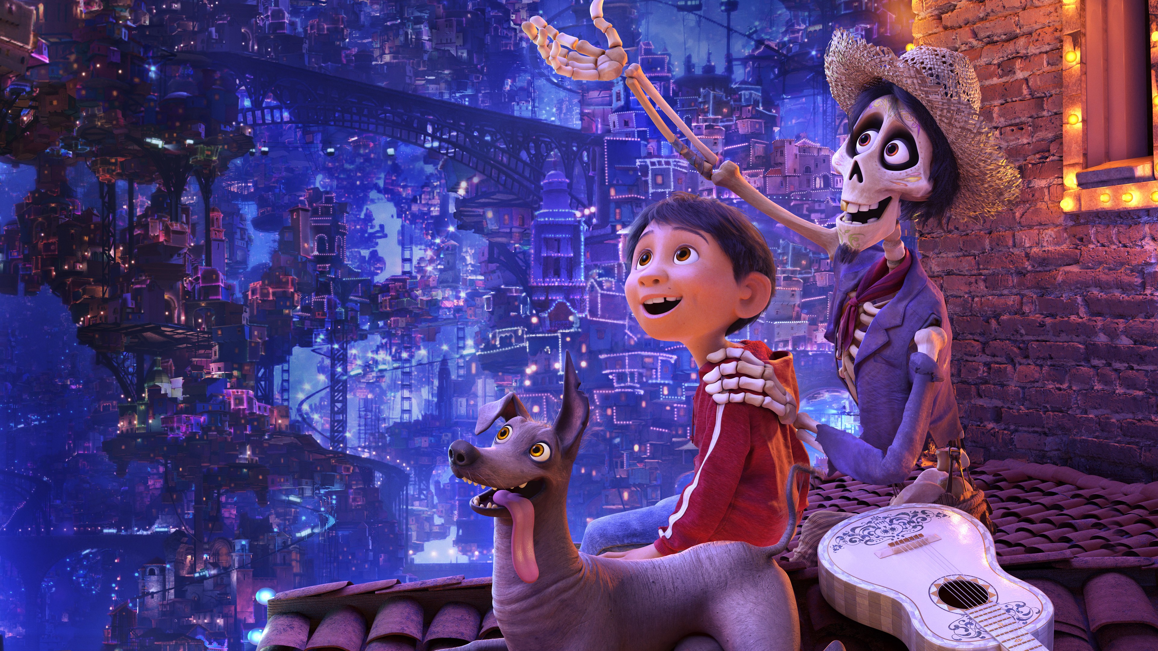 Coco, guitar, dog, 4k, HD Wallpaper