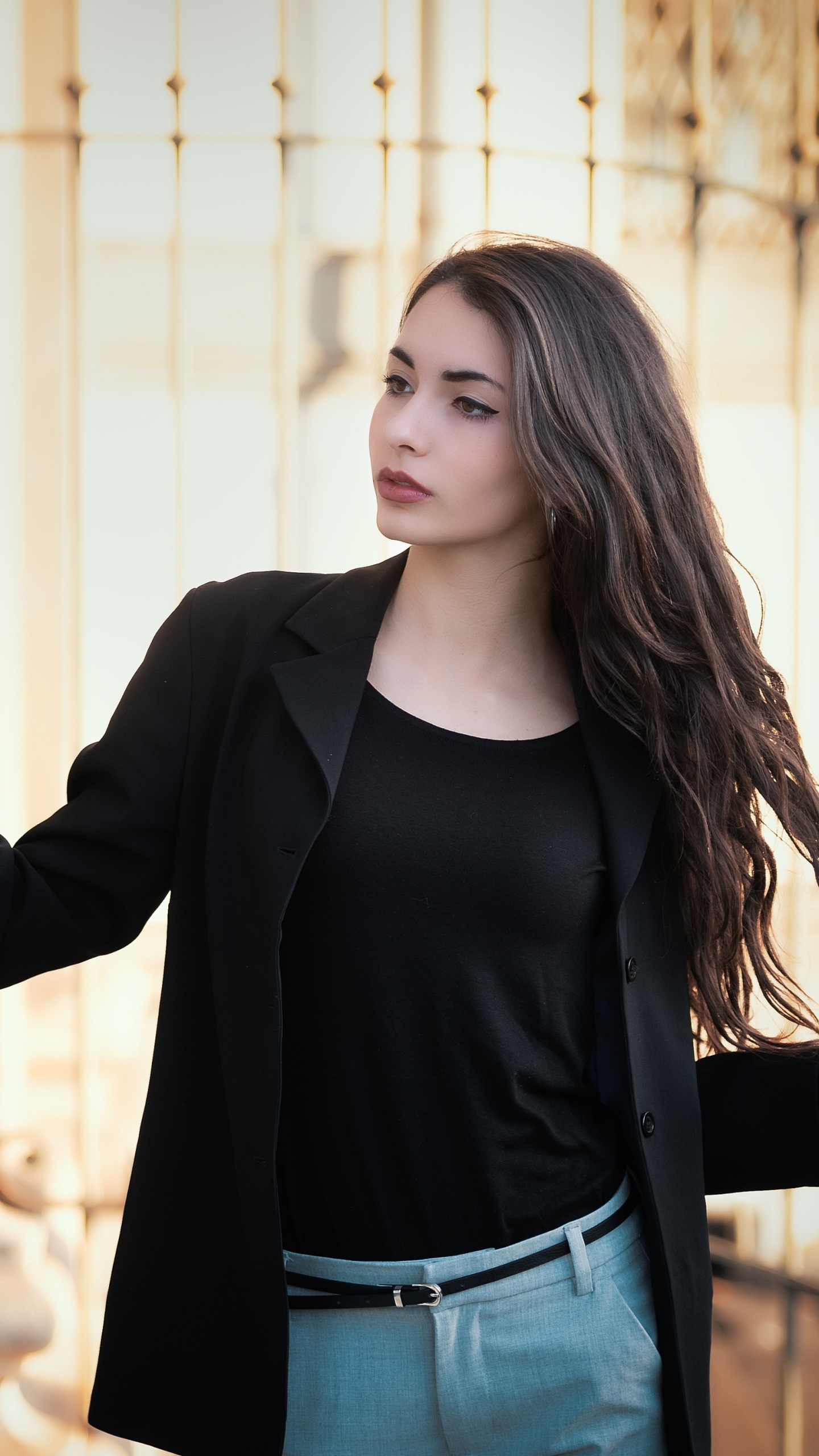 Women Model, Brunette, Lipstick, Brown Eyes, Long Hair, 1440x2560, Phone HD Wallpaper
