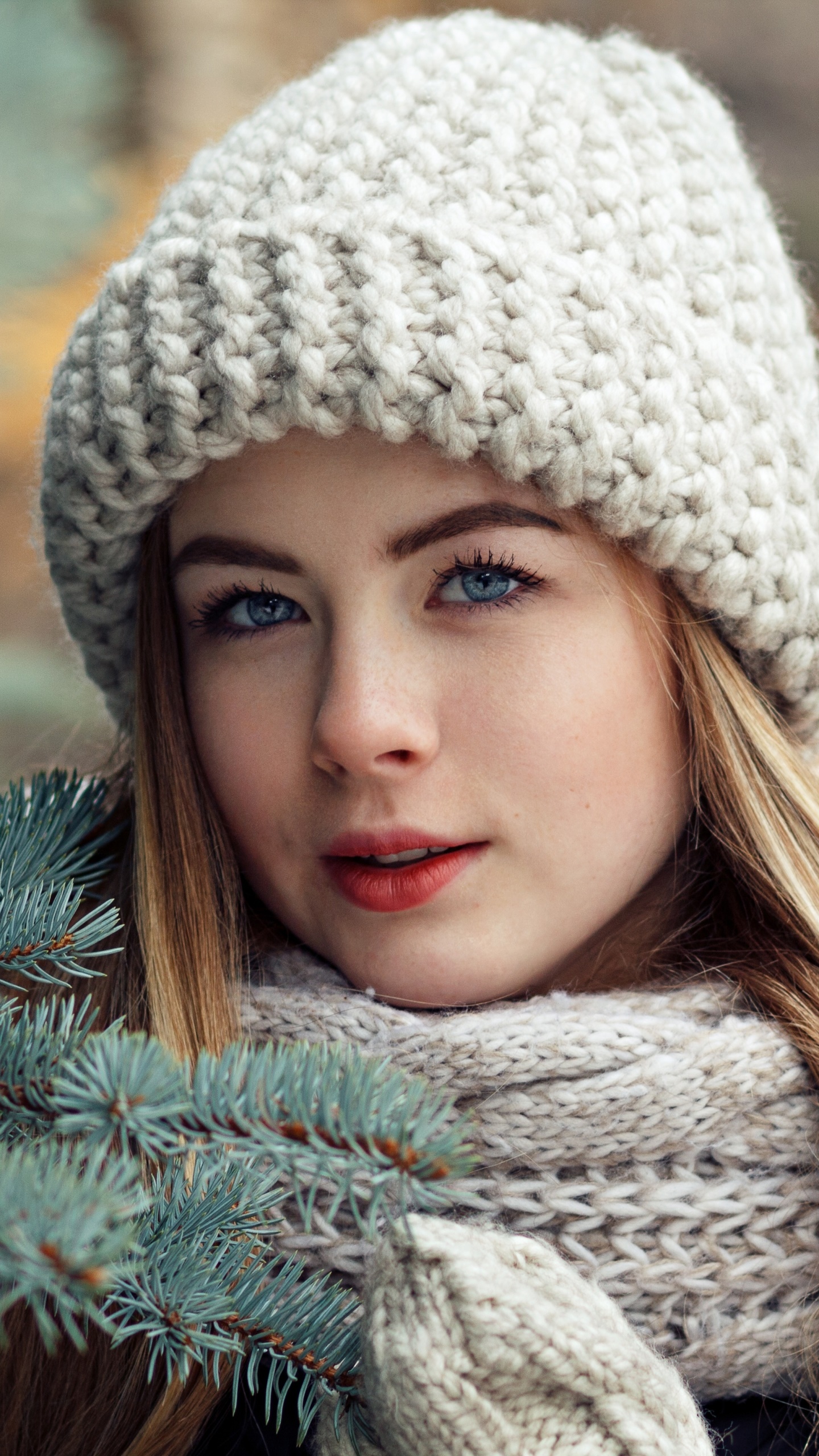 Women Model, Lipstick, Hat, Face, Blonde, Blue Eyes, 1440x2560, Phone HD Wallpaper