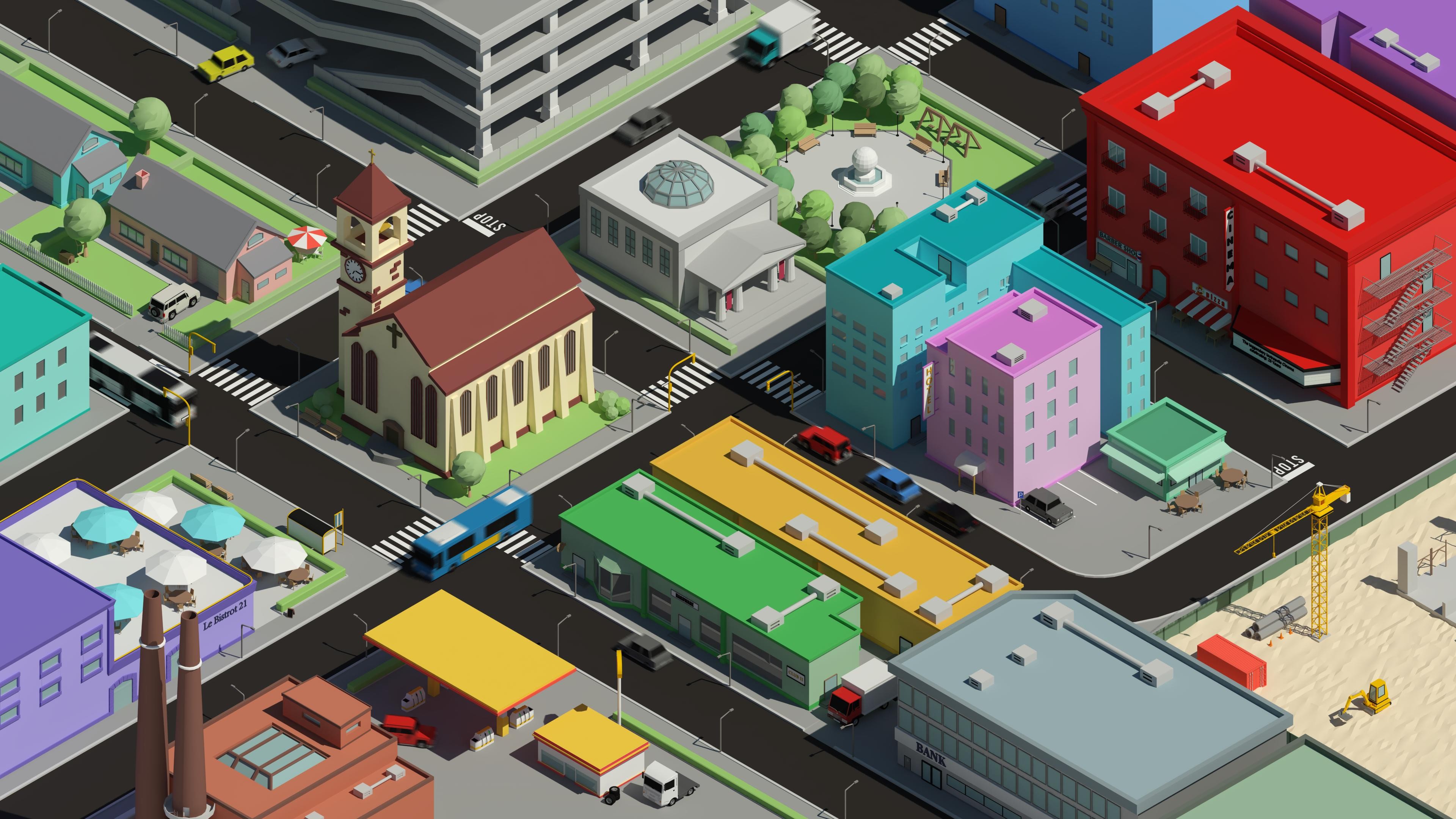 Isotropolis, 3d, city, hd, 4k, HD Wallpaper