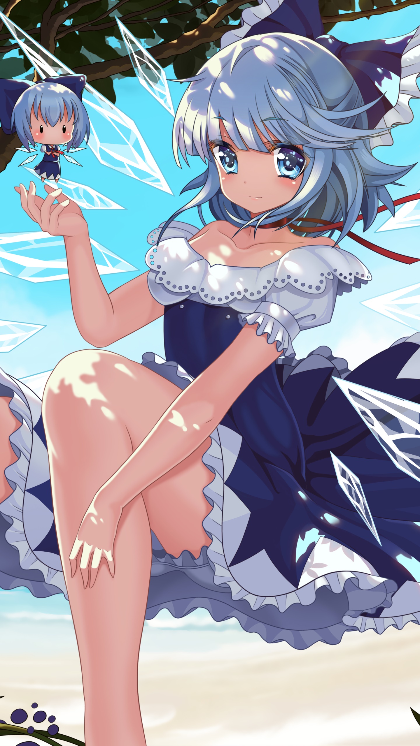 Anime Touhou, Cirno (Touhou), 1440x2560, Phone HD Wallpaper