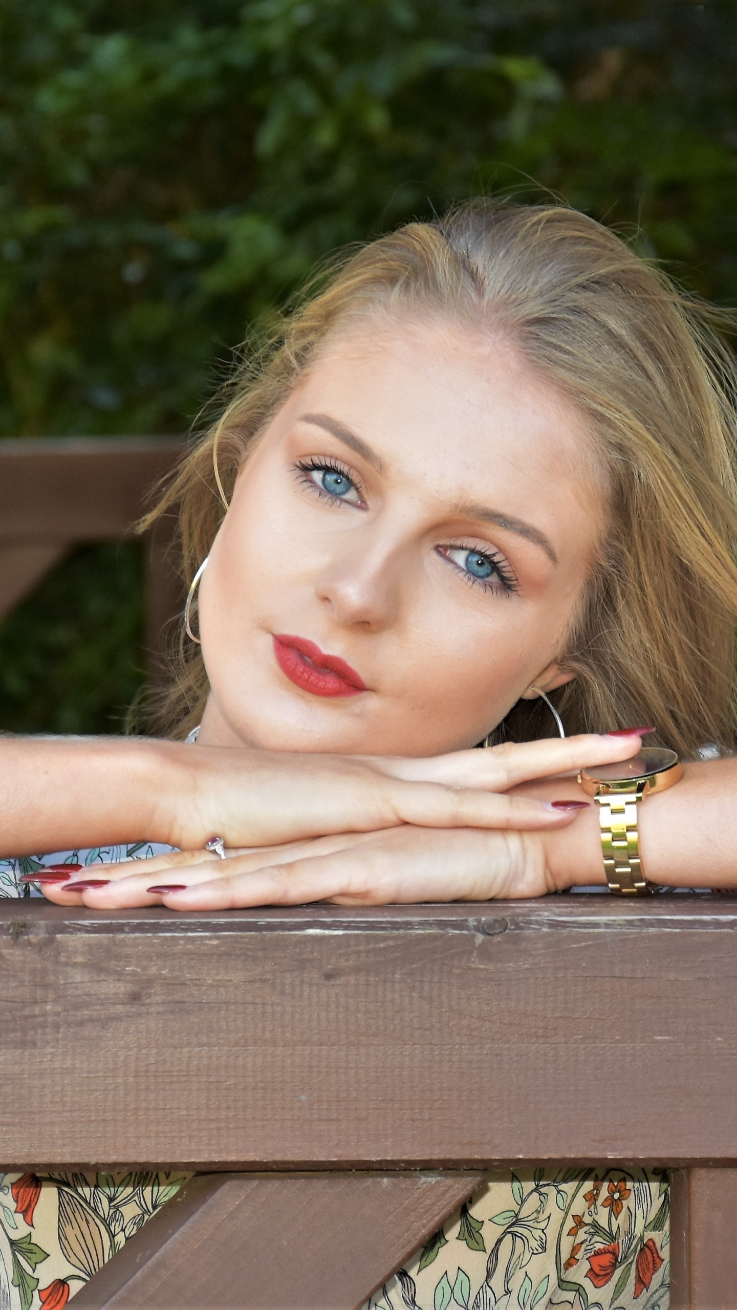 Women Model, Lipstick, Blonde, Blue Eyes, 1440x2560, Phone HD Wallpaper