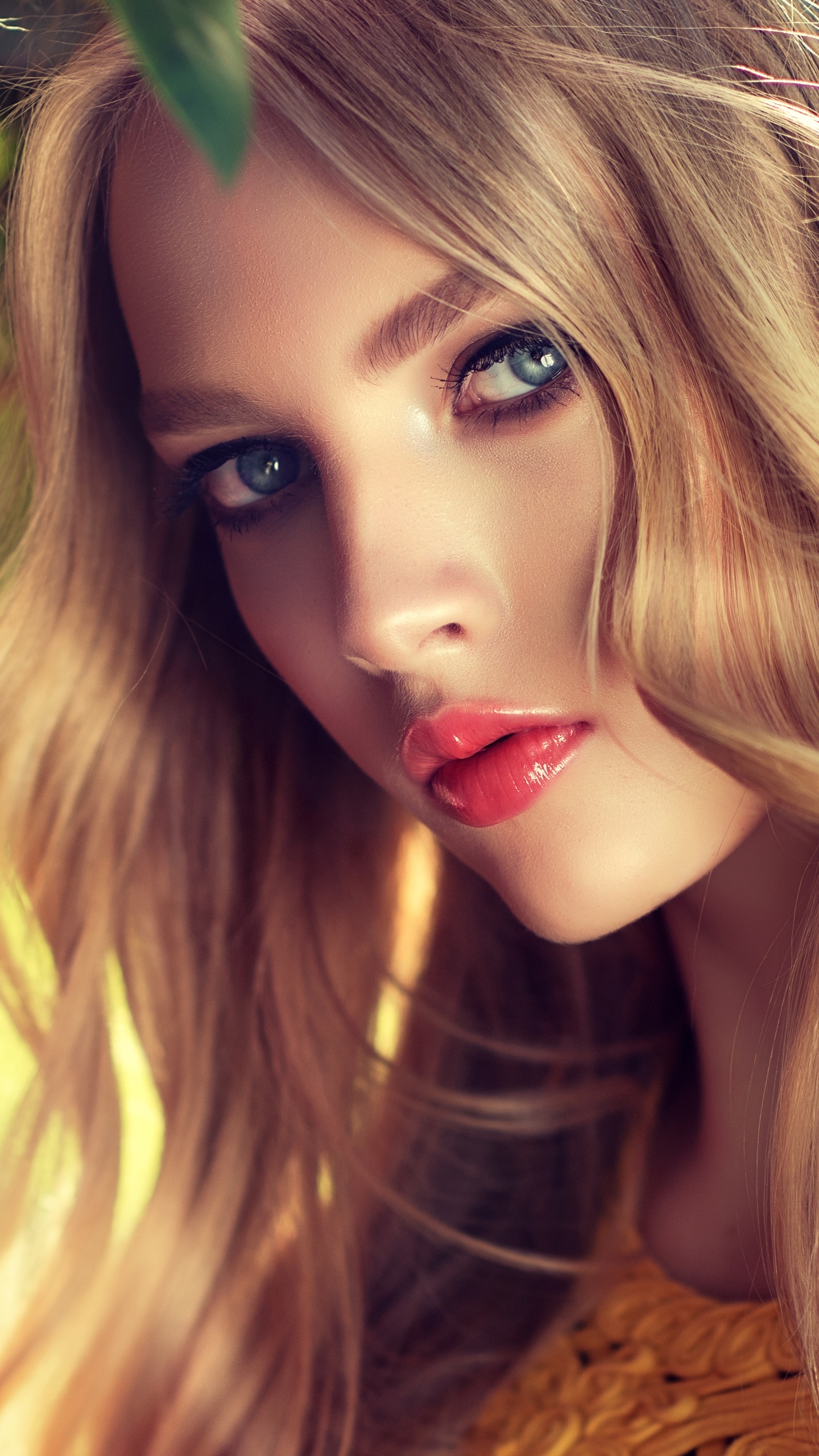 Women Model, Face, Blonde, Blue Eyes, Lipstick, 1440x2560, Phone HD Wallpaper