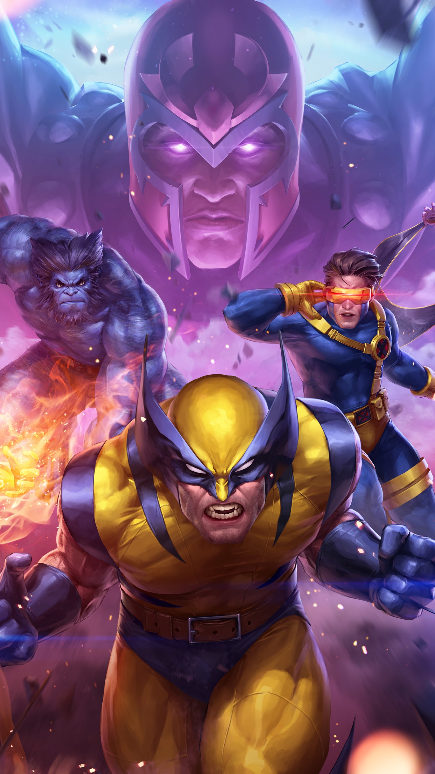 Video Game Marvel: Future Fight, Magneto (Marvel Comics), Beast (Marvel Comics), Wolverine, Storm (Marvel Comics), Cyclops (Marvel Comics), 1440x2560, Phone HD Wallpaper